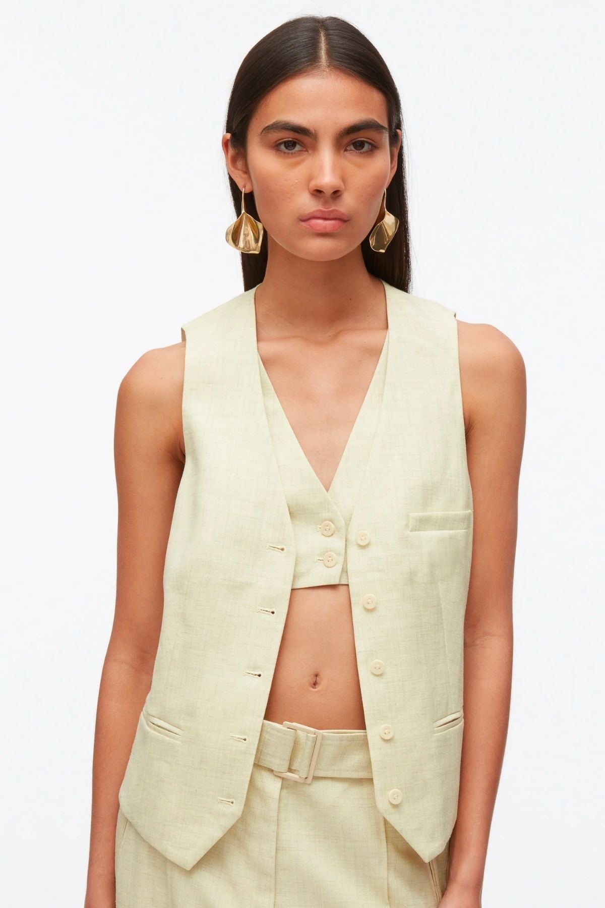 3.1 Phillip Lim Tailored Vest with Set In Bra - Limencello