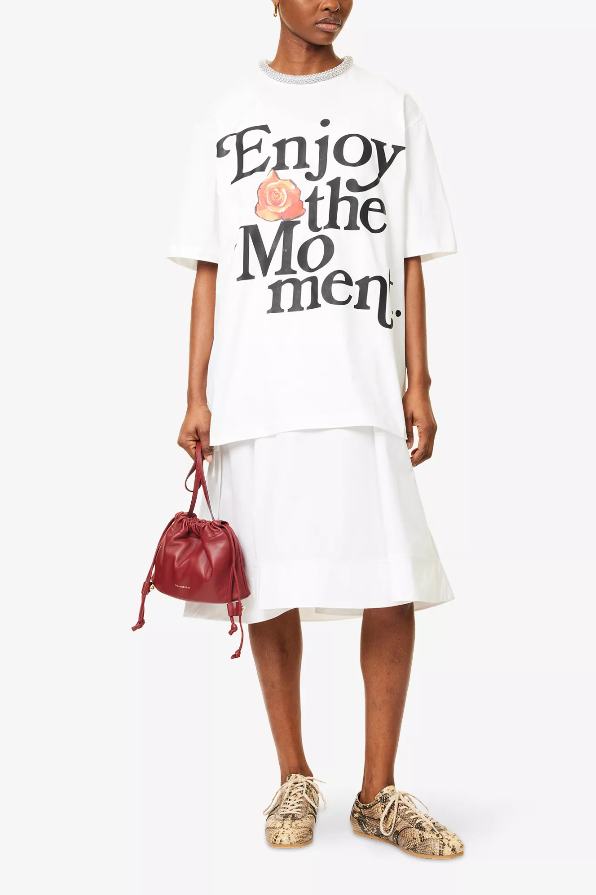 3.1 Phillip Lim Enjoy The Moment OS Tee - White Multi