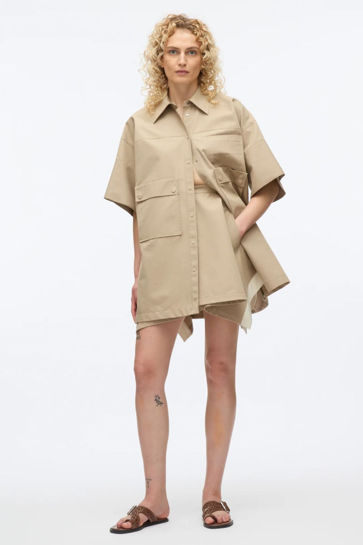 3.1 Phillip Lim SS Shirt Dress - Khaki