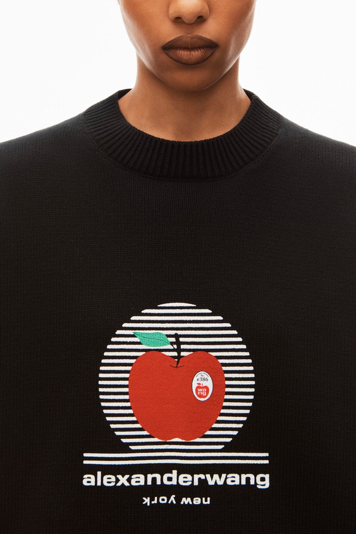 Alexander Wang Crewneck Pullover W. NY Apple Puff Logo - Black