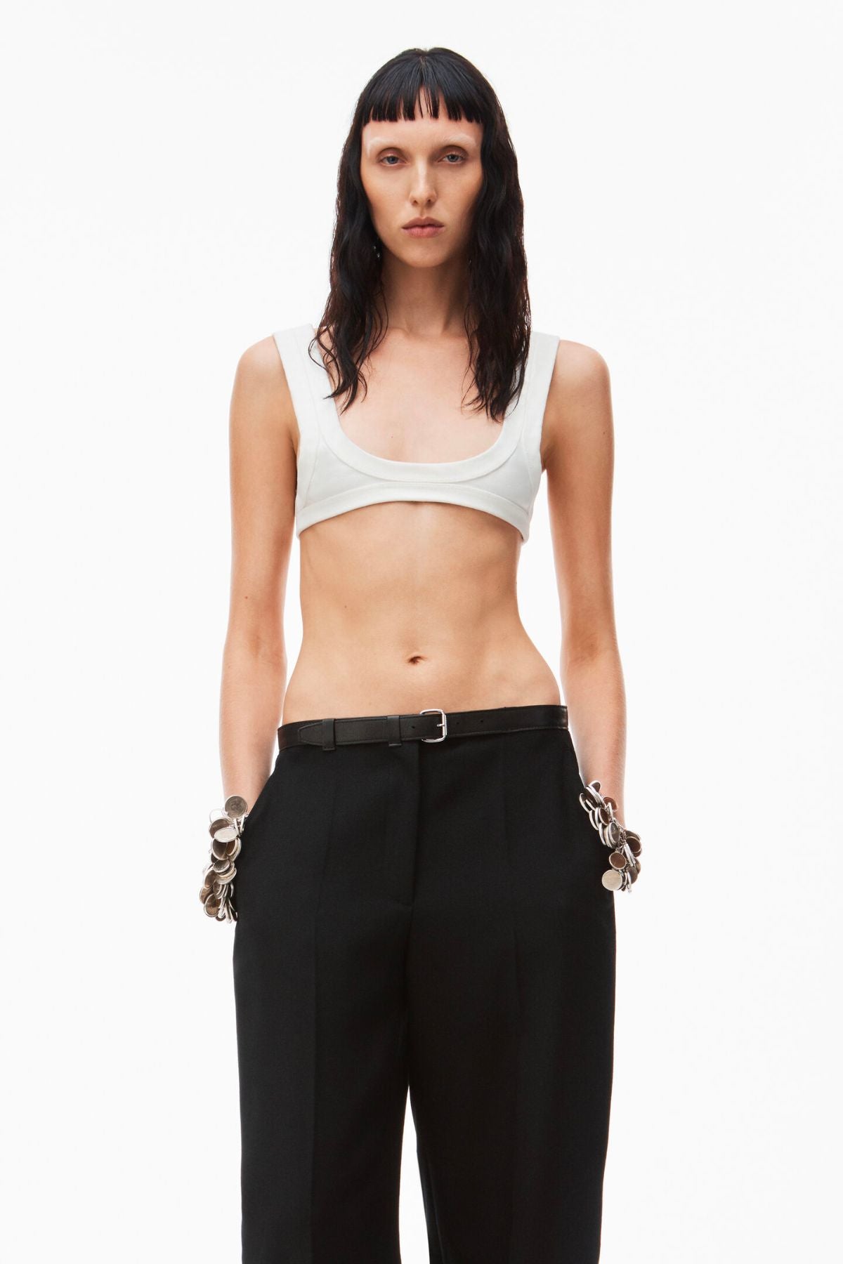 Alexander Wang Leather Belted Low Waisted pant - Black