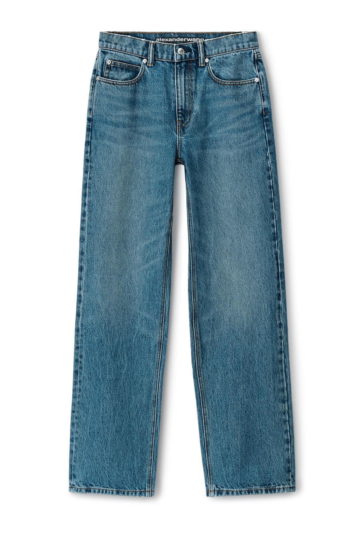 Alexander Wang EZ Mid Rise Relaxed Straight Jeans - Vintage Medium Indigo