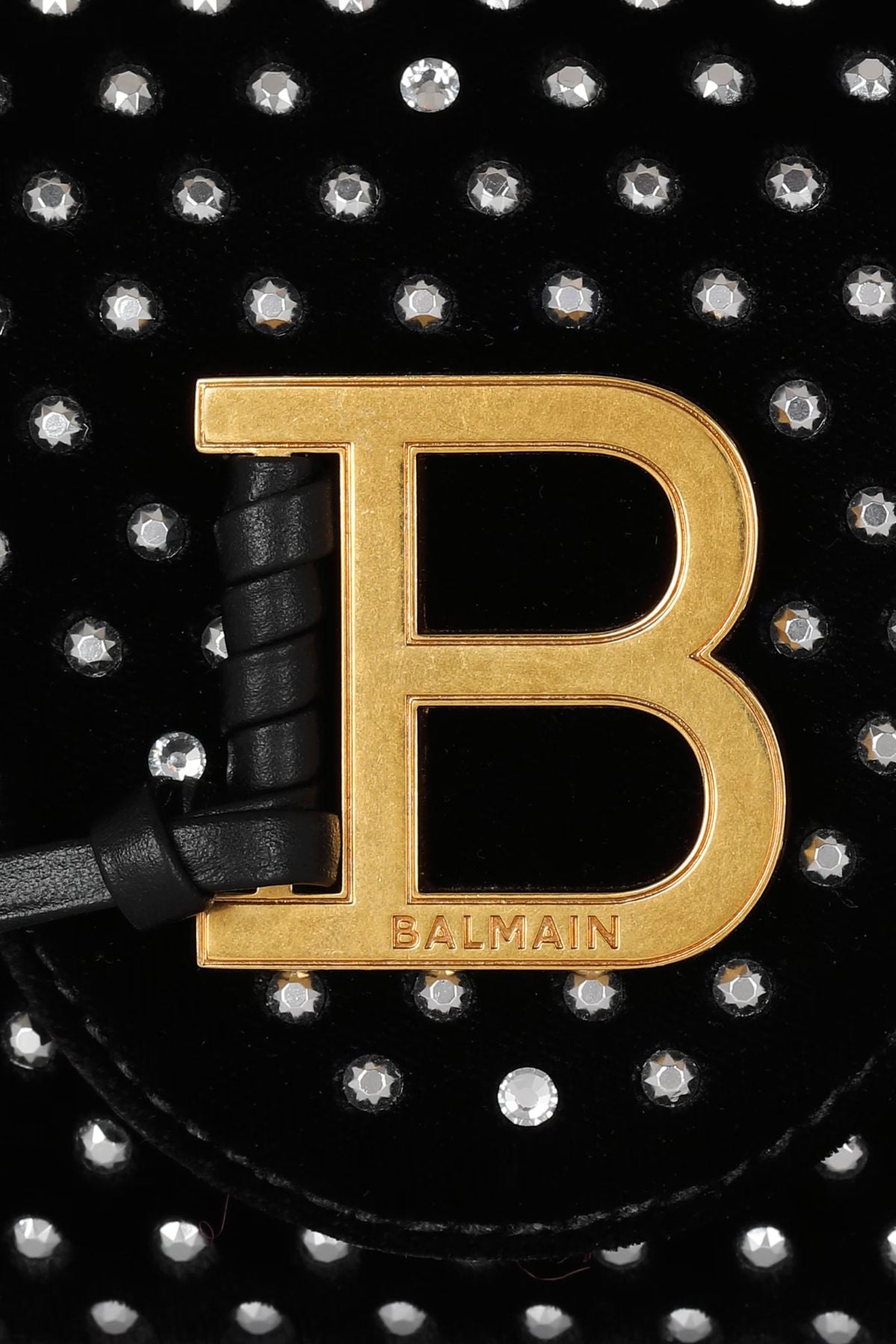 Balmain BBuzz Crystal Embellished Velvet Mini Bag - Black