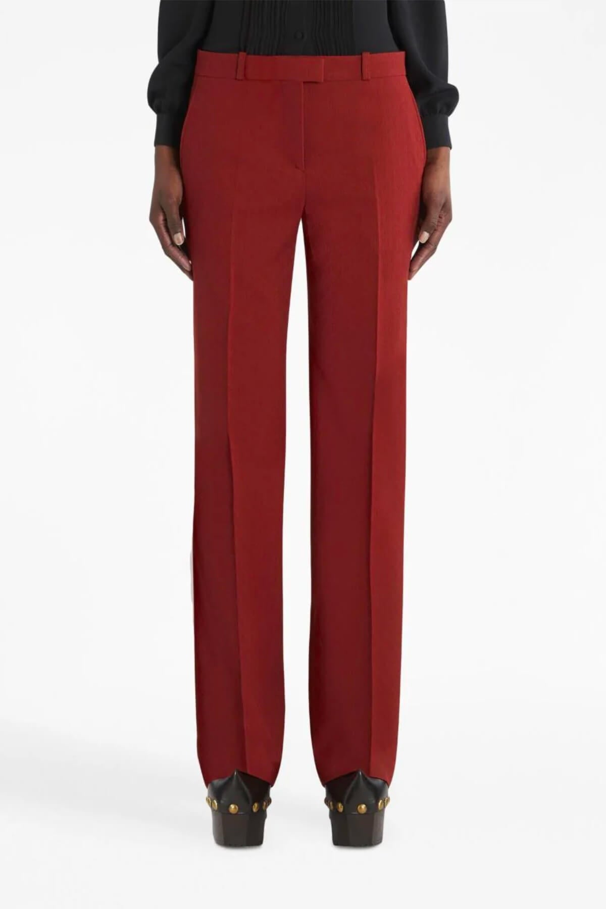 Etro Jacquard Straight Leg Pant - Red
