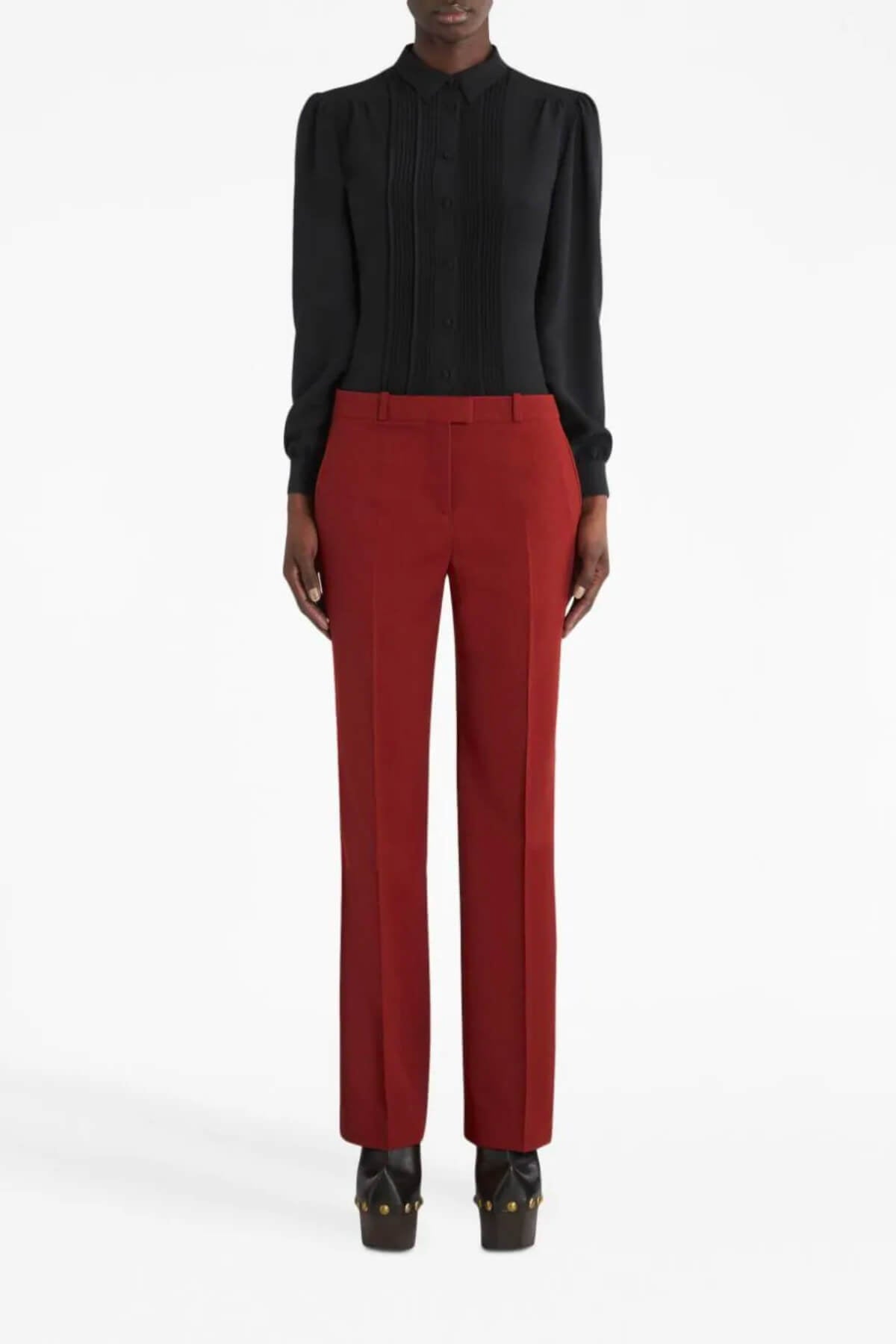 Etro Jacquard Straight Leg Pant - Red