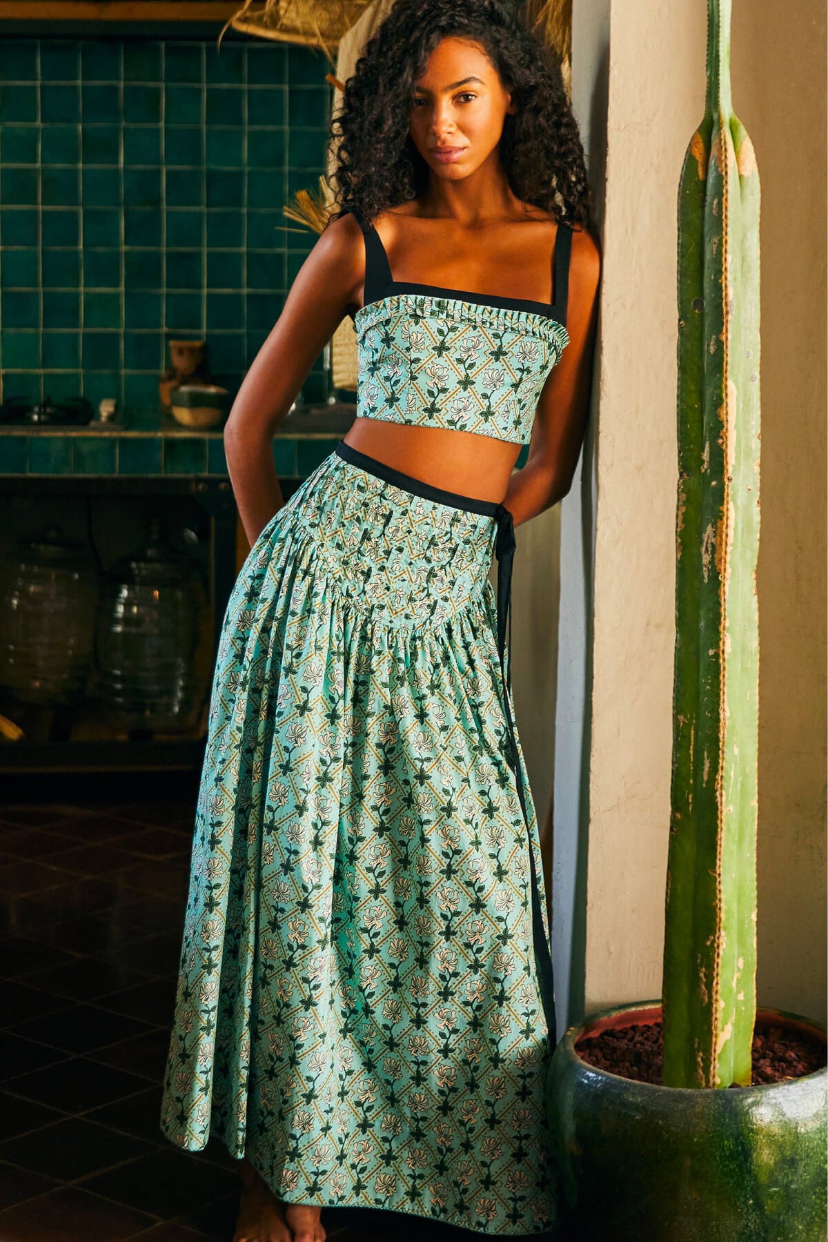 Two Piece Floral Set Skirt and Top Agua by Agua Bendita Resort Collection 2023 Summer Dresses