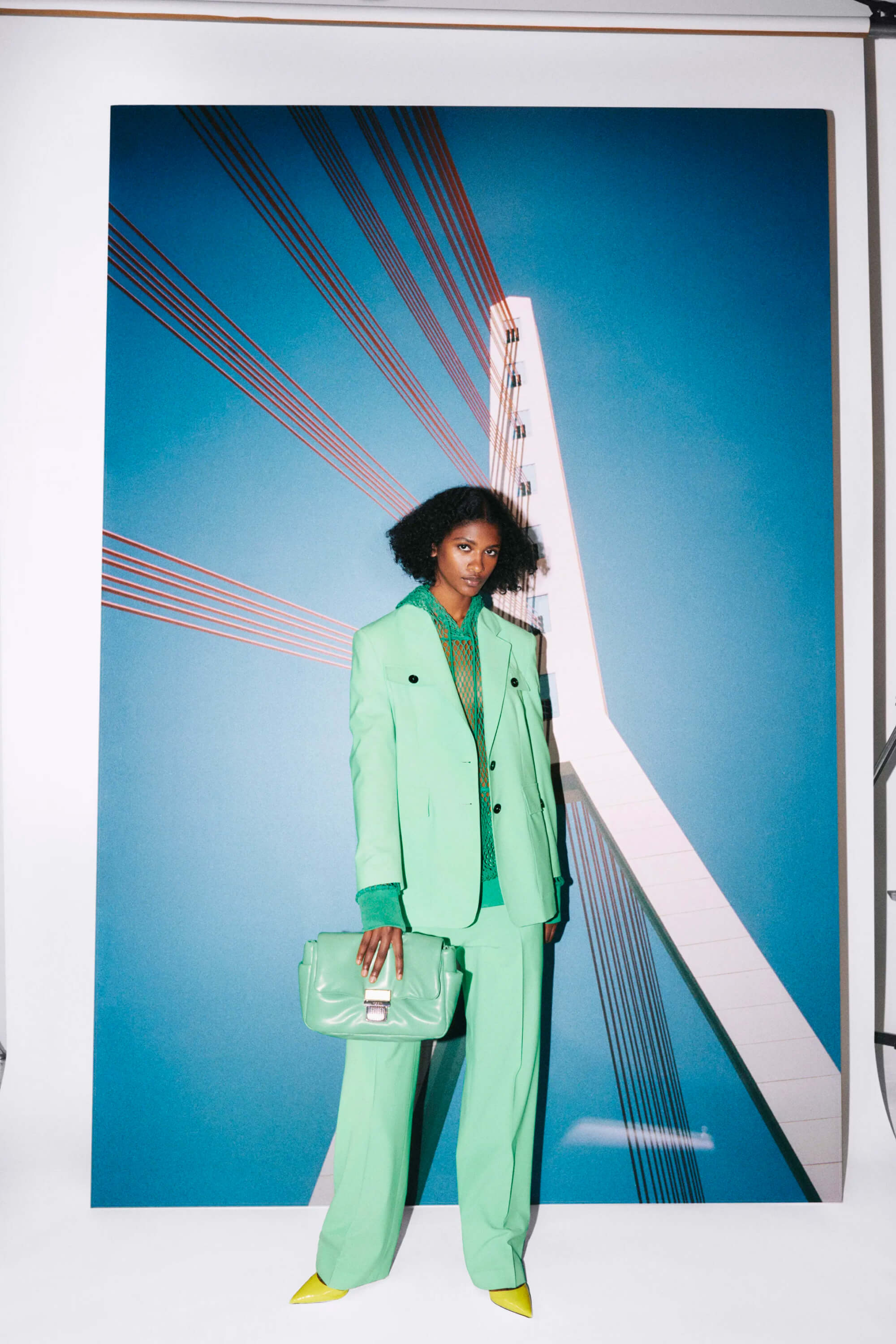 Designer Suiting for Women Green blazer and pant MSGM Resort 2023