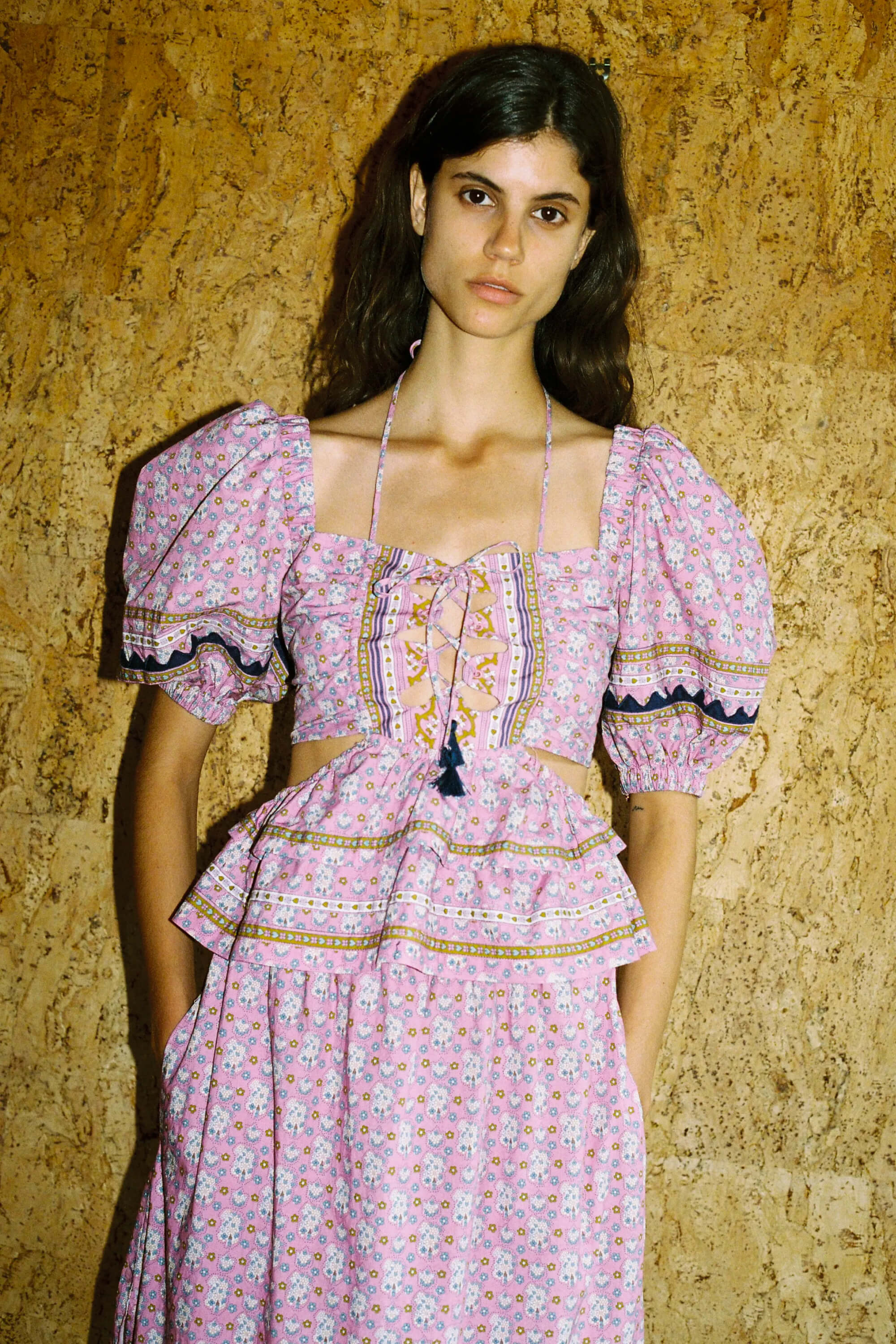 Print Lilac top with cut outs and drawstring front Sea NY Resort 2023
