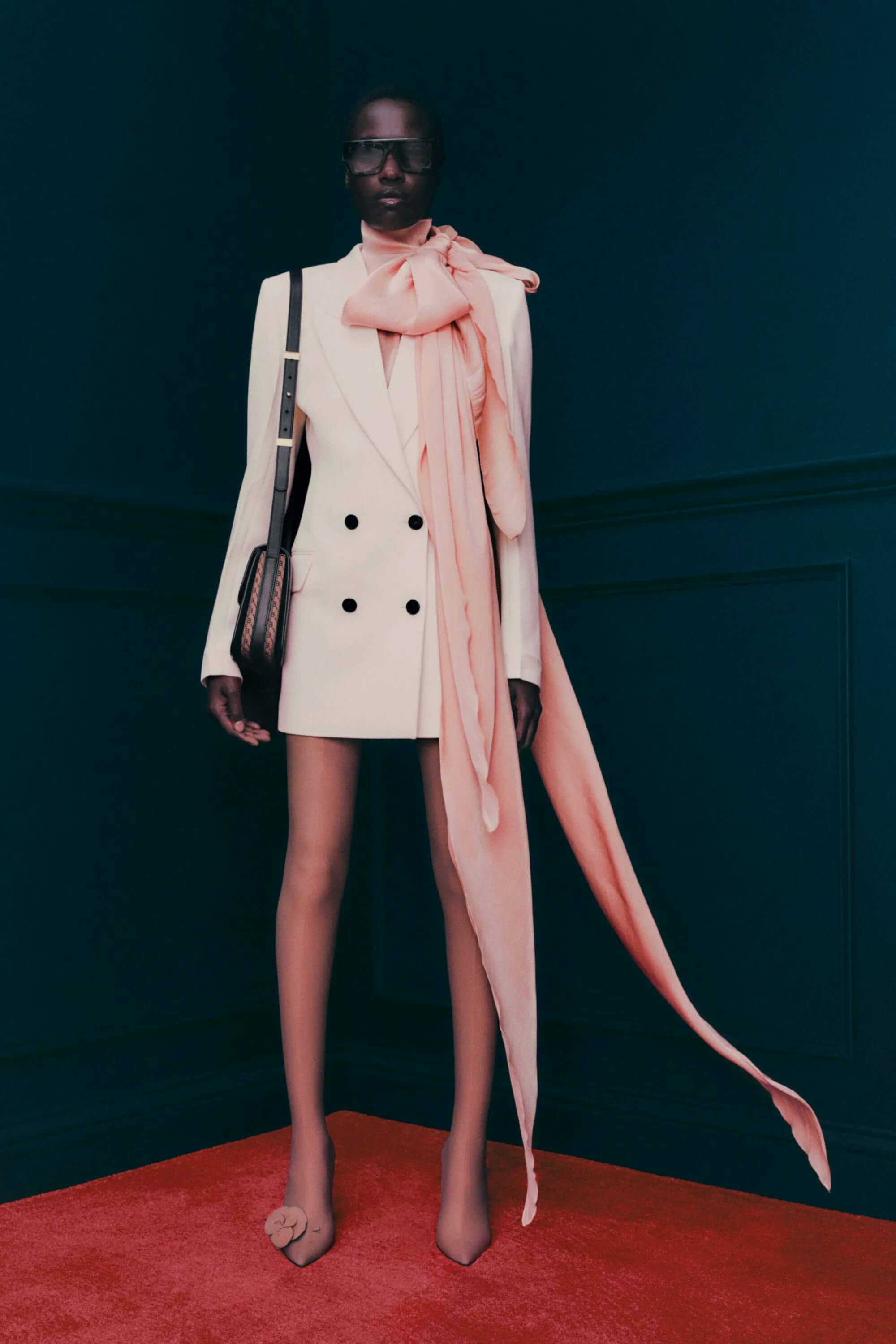 Pale pink blazer dress Victoria Beckham Resort 2023 Designer Collection