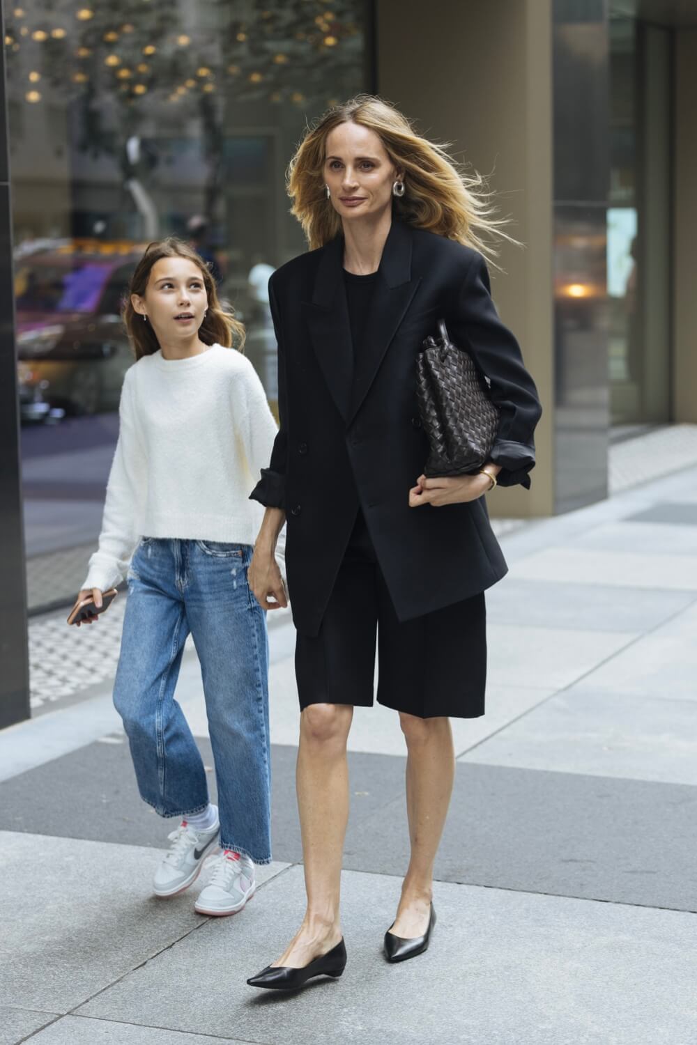 Lauren Santo Domingo wearing a black blazer and shorts at New York Fashion Week