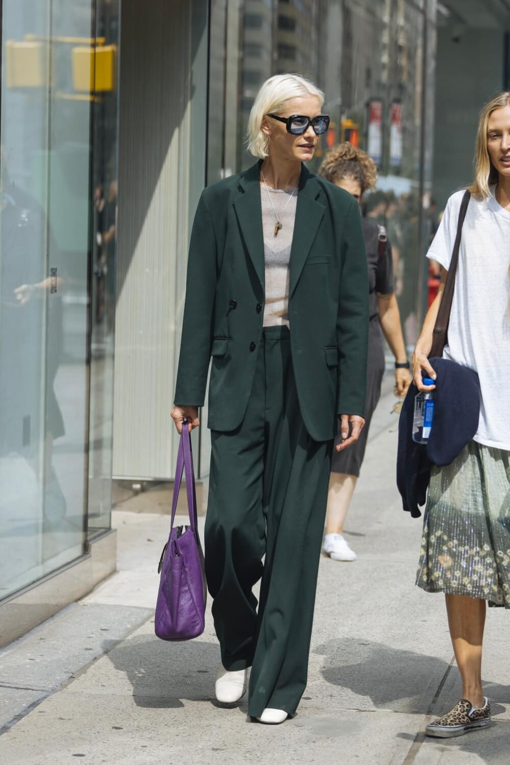 Oversized blazer outfit at New York Fashion Week