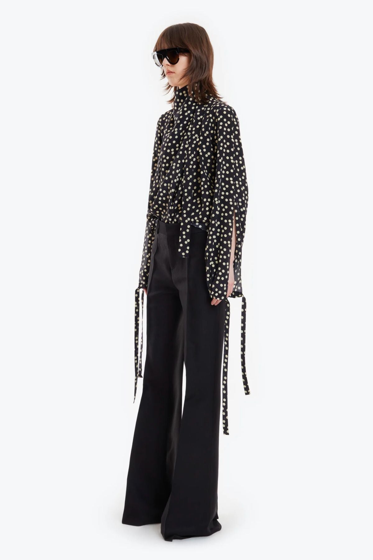 Petar Petrov Gallery Silk Blouse - Black/Ivory Dot