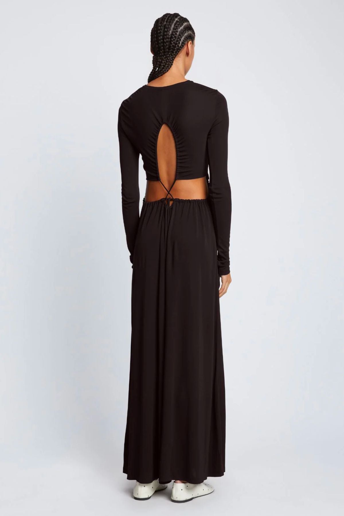 Proenza Schouler White Label LS Jersey Open Back Dress - Black
