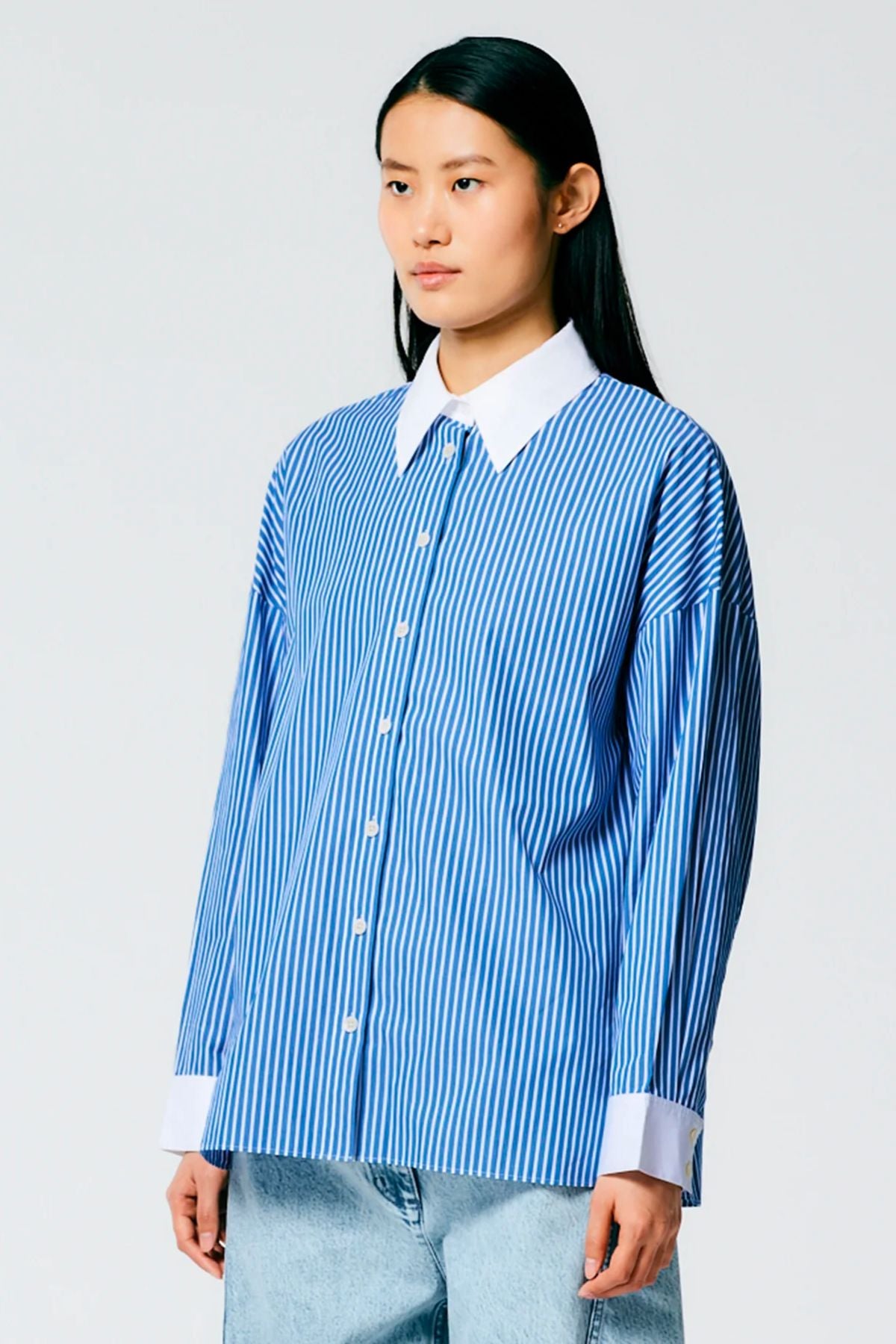 Tibi Regal Stripe Gabe Shirt - Blue Multi