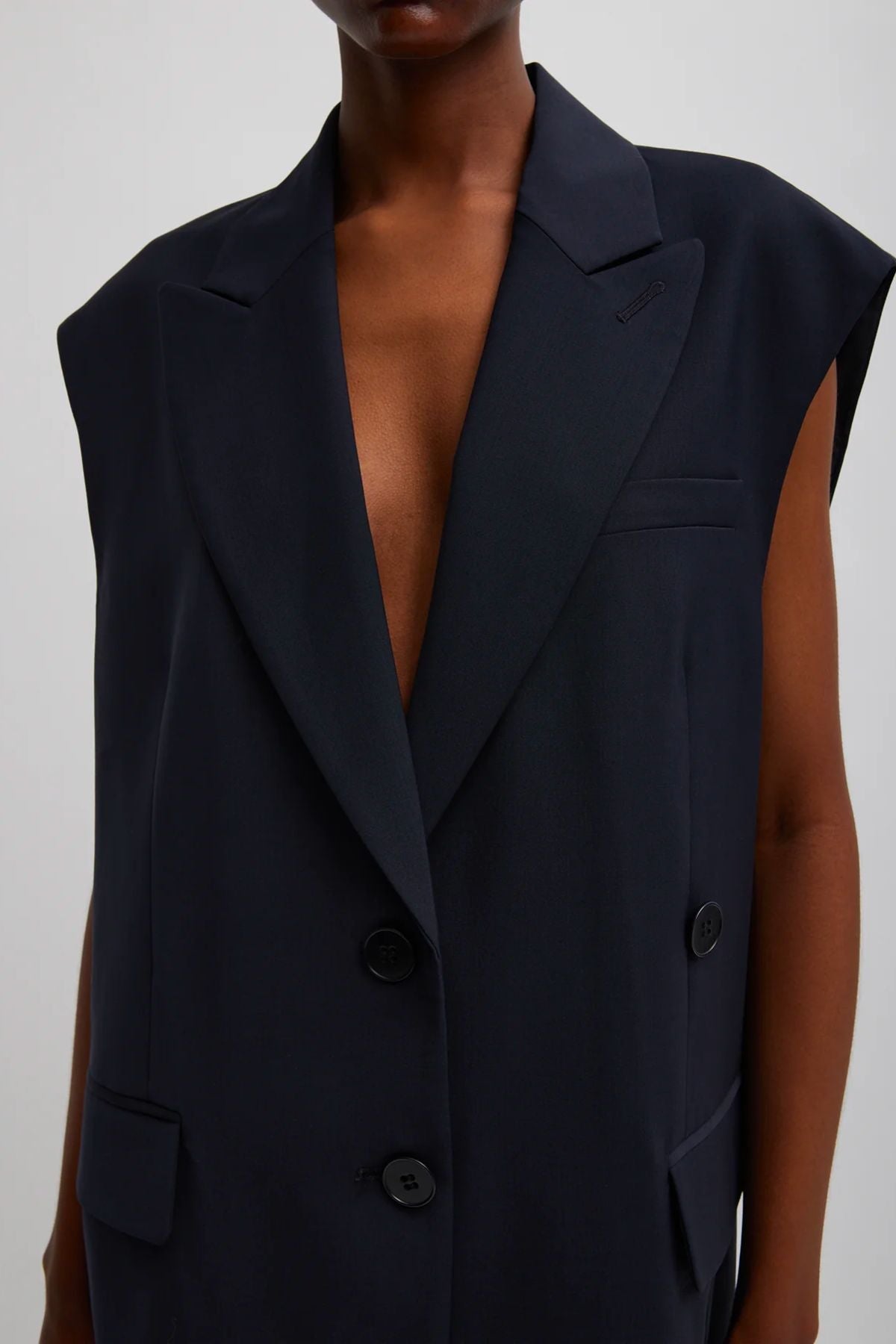 Tibi Tropical Wool Liam Vest - Black