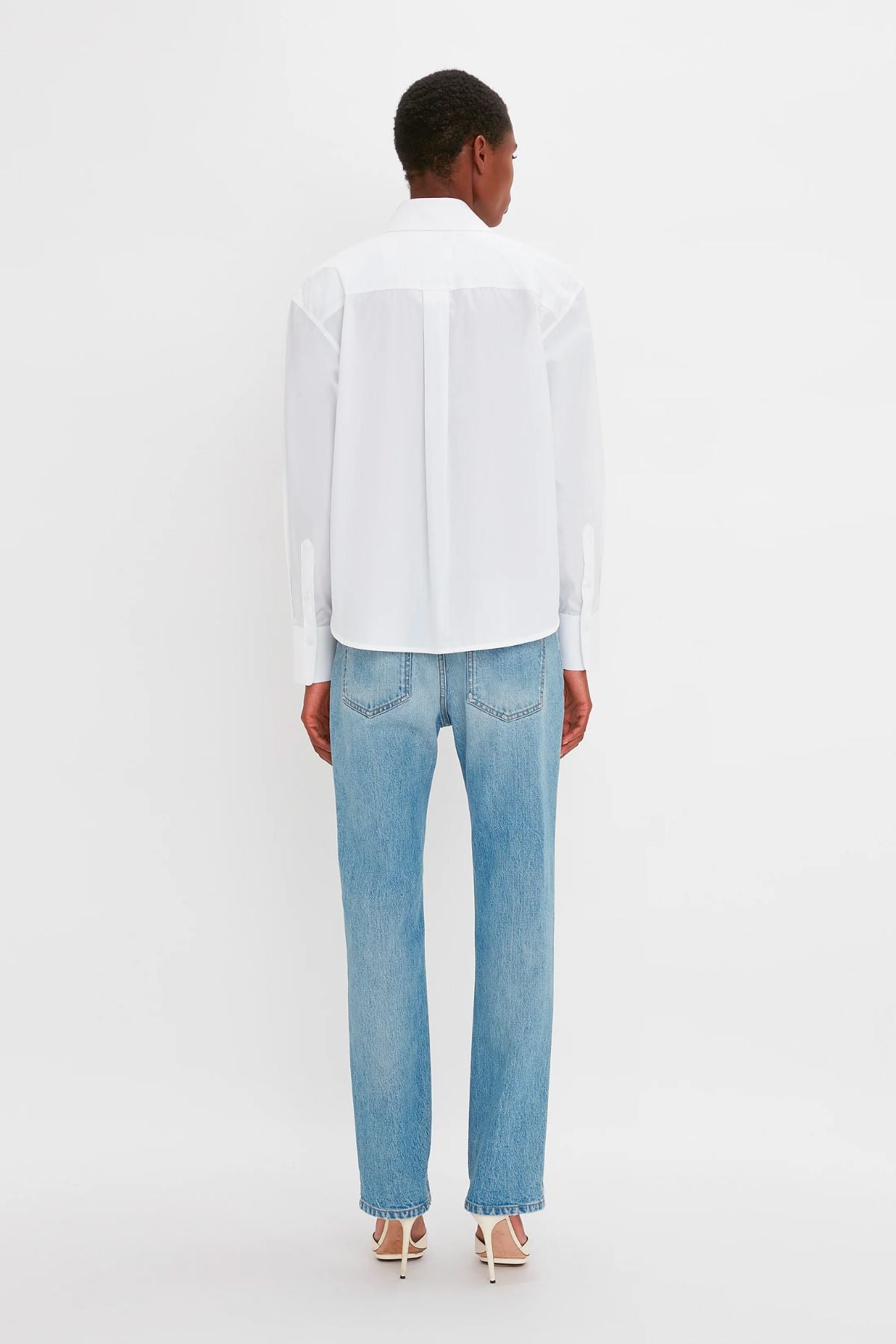 Victoria Beckham Long Sleeve Cropped Shirt - White