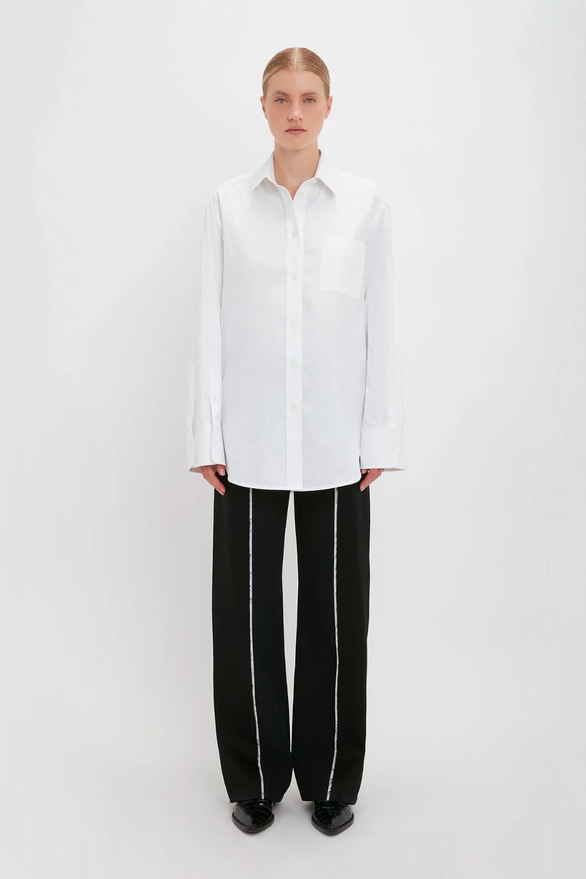 Victoria Beckham Cuff Detail Oversized Shirt - White