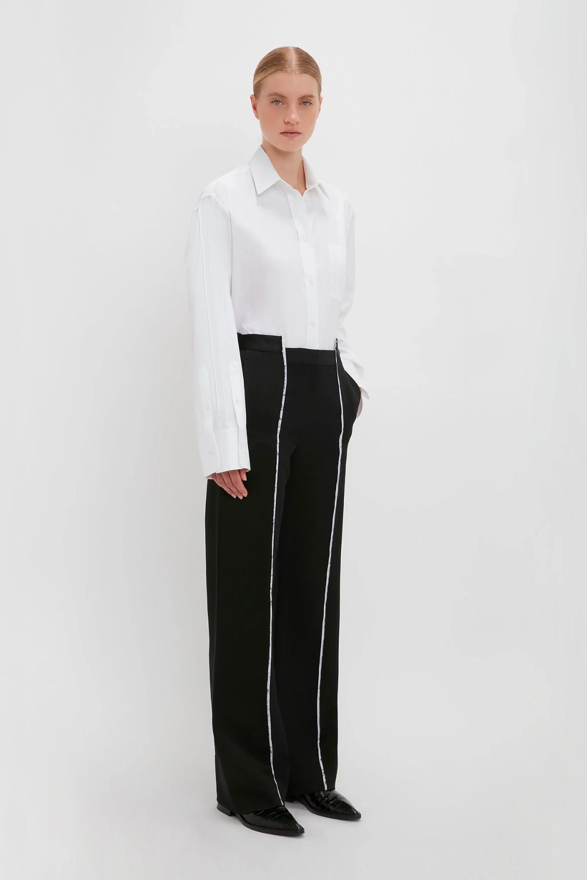 Victoria Beckham Cuff Detail Oversized Shirt - White