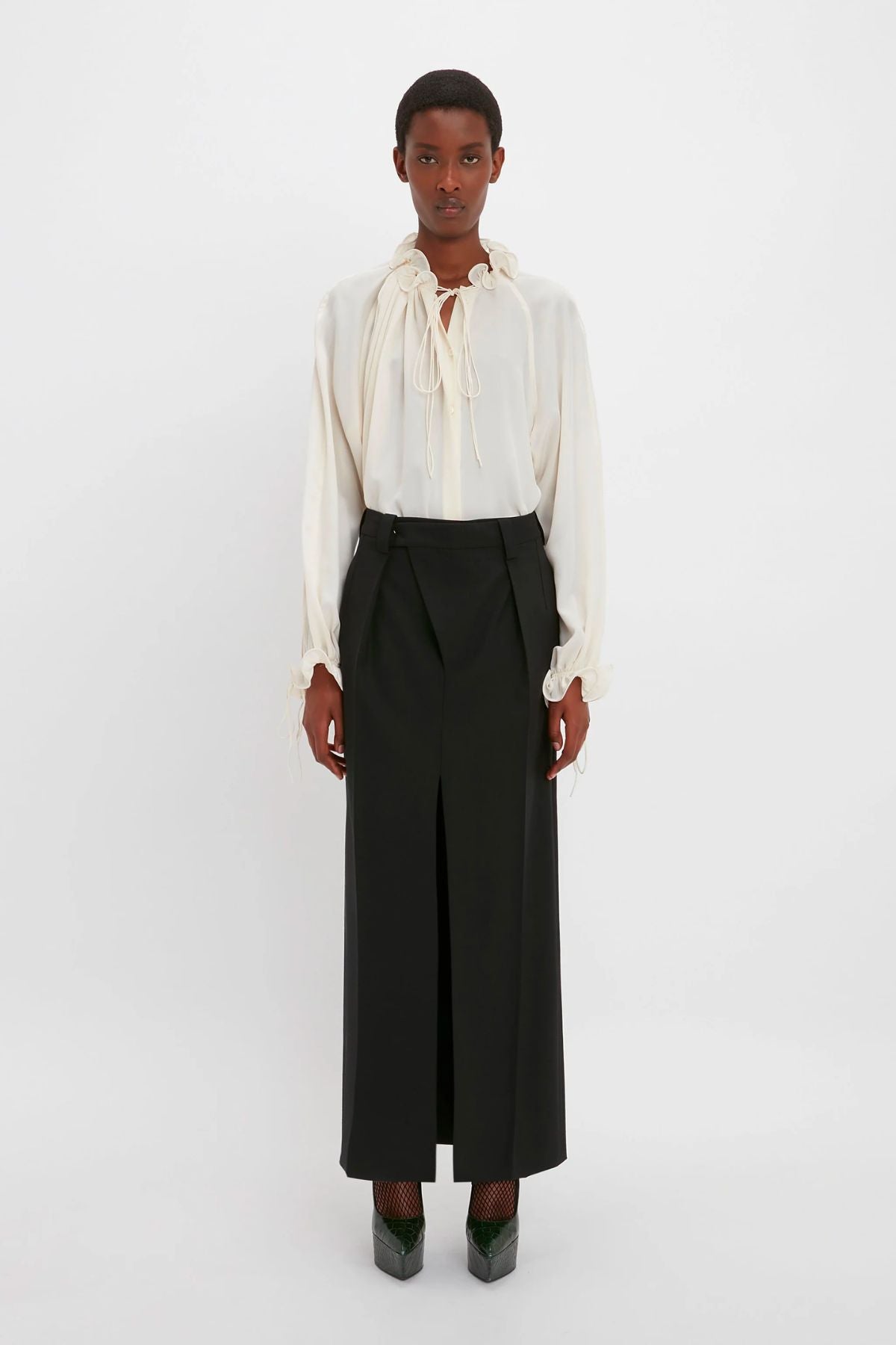 Victoria Beckham Wrap Front Tailored Skirt - Black