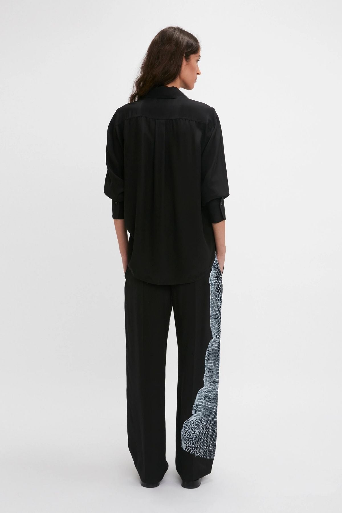 Victoria Beckham Long Sleeve Pyjama Shirt - Black/ White