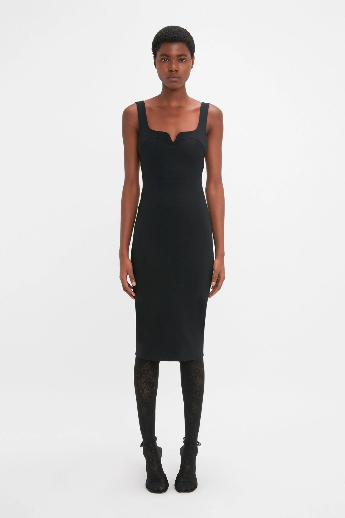 Victoria Beckham Sleeveless Fitted T-Shirt Dress - Black
