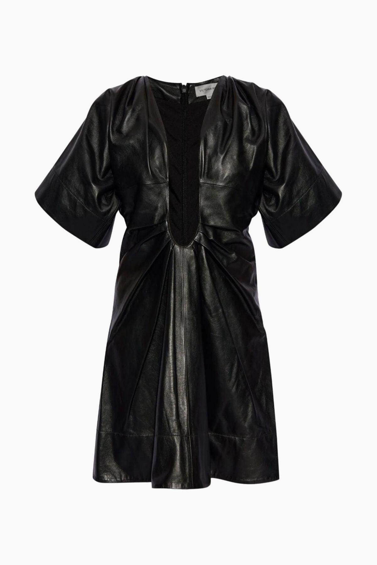 Victoria Beckham Structured Leather T-Shirt Dress - Black