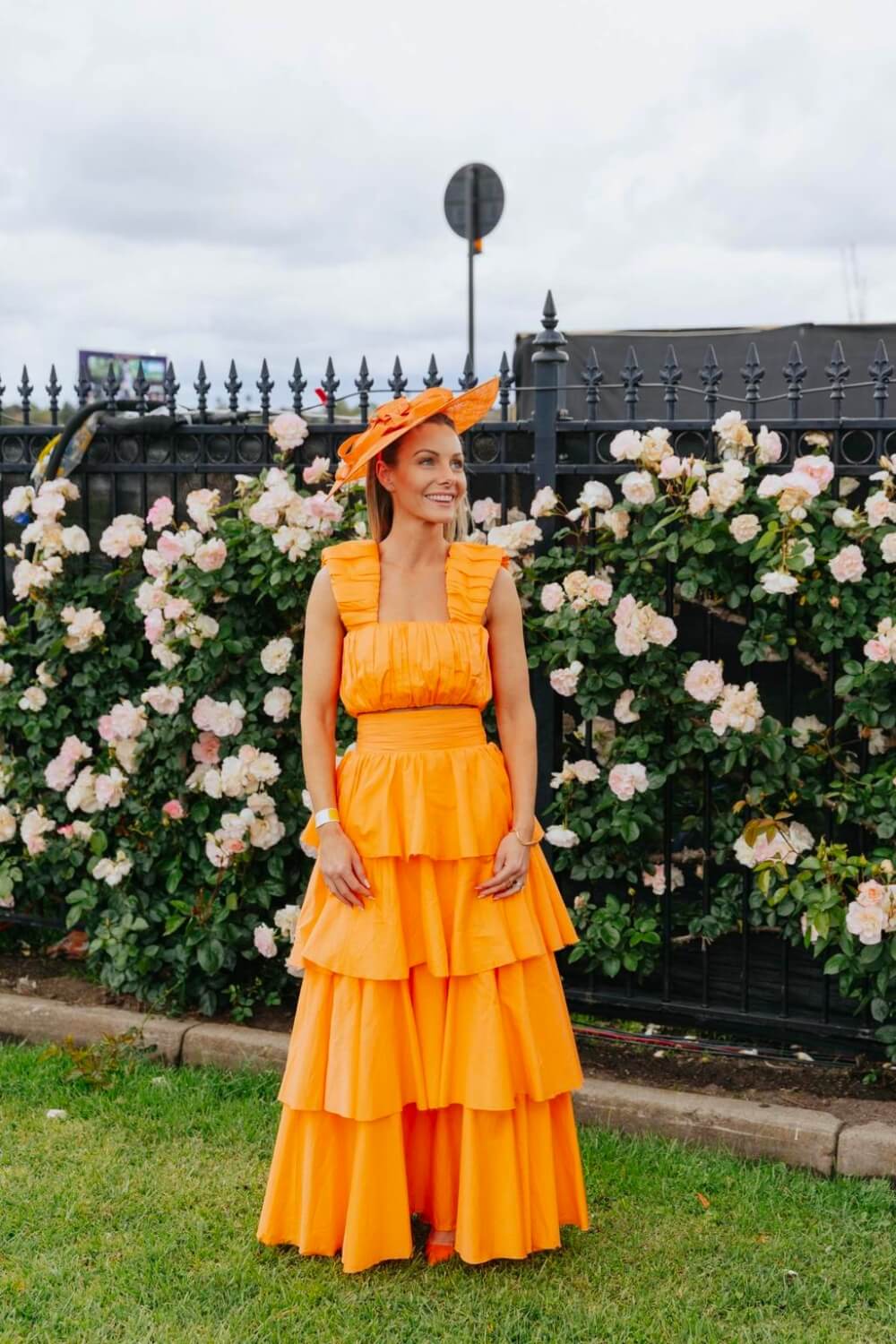 Orange Top and Skirt Melbourne Cup Carnival