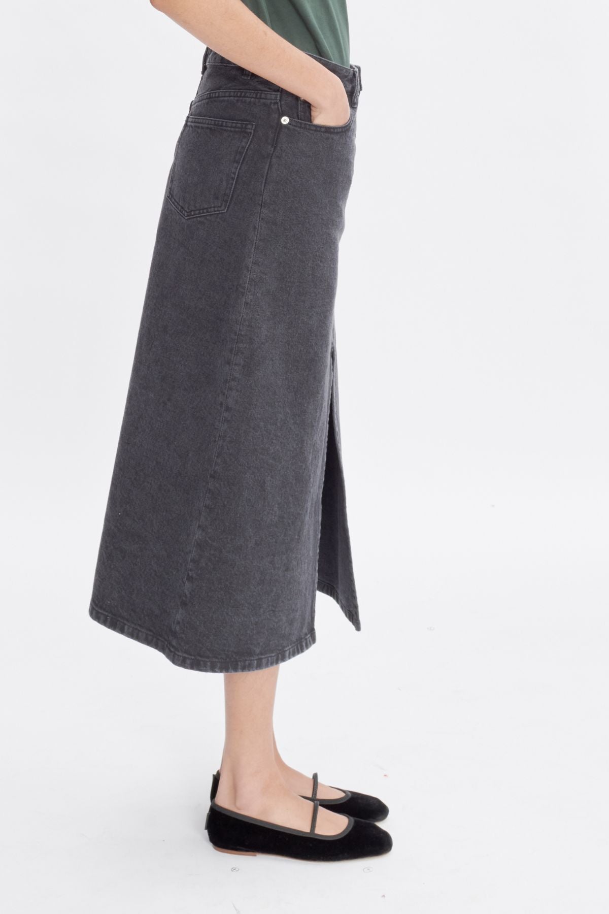 A.P.C. Tennessee Denim Midi Skirt - Washed Black