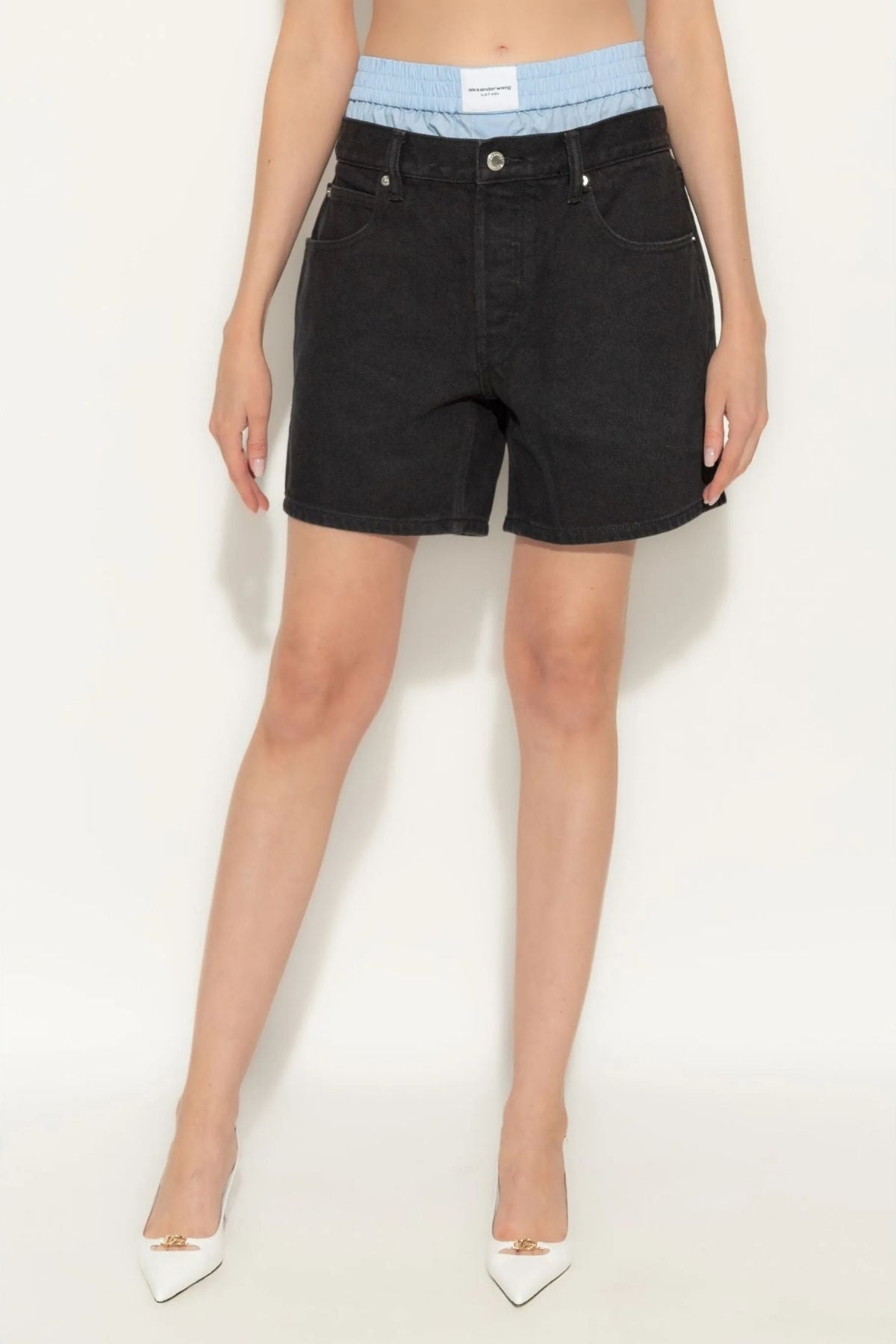 Alexander Wang Loose Boxer Denim Shorts - Washed Black