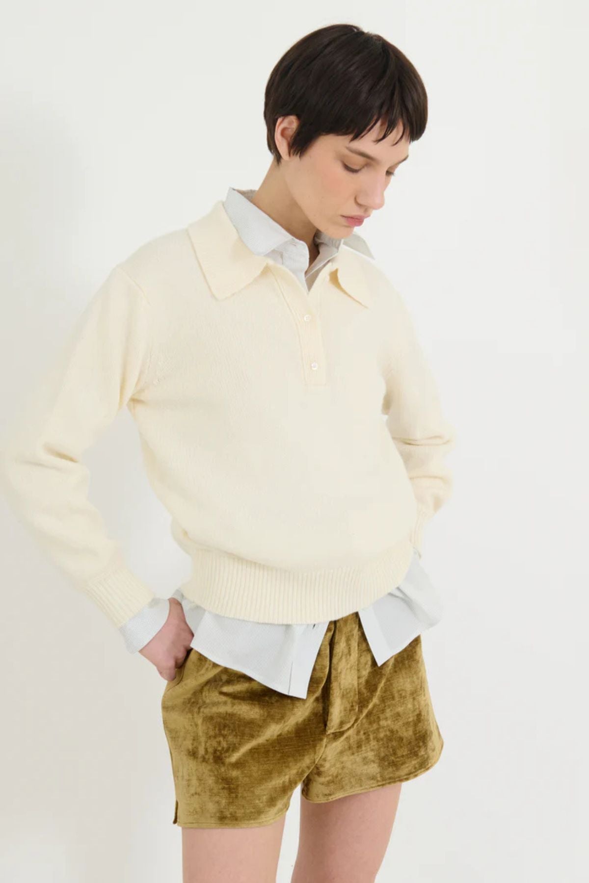 ALFIE Polo Sweater - Ivory