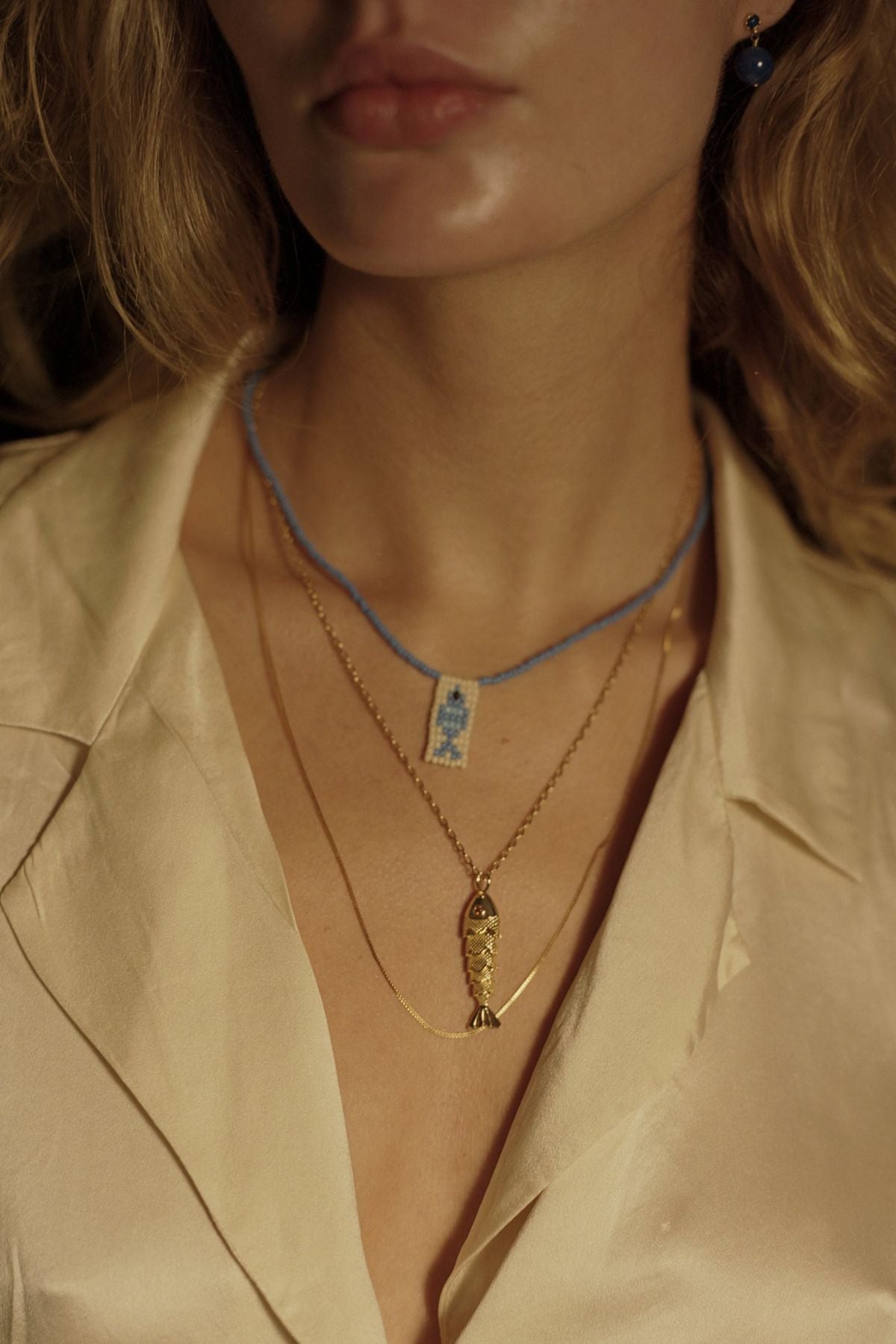 Anni Lu Something Fishy Necklace - Gold/ Pearl