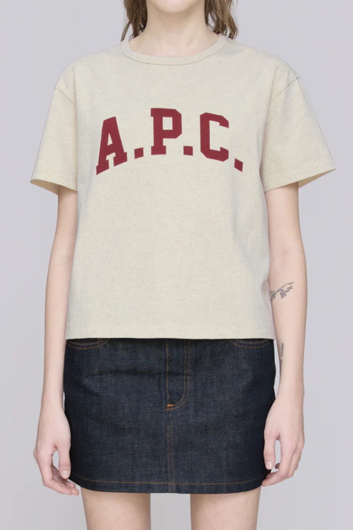 A.P.C. Margaret T-Shirt - Ecru Chine/Rouge