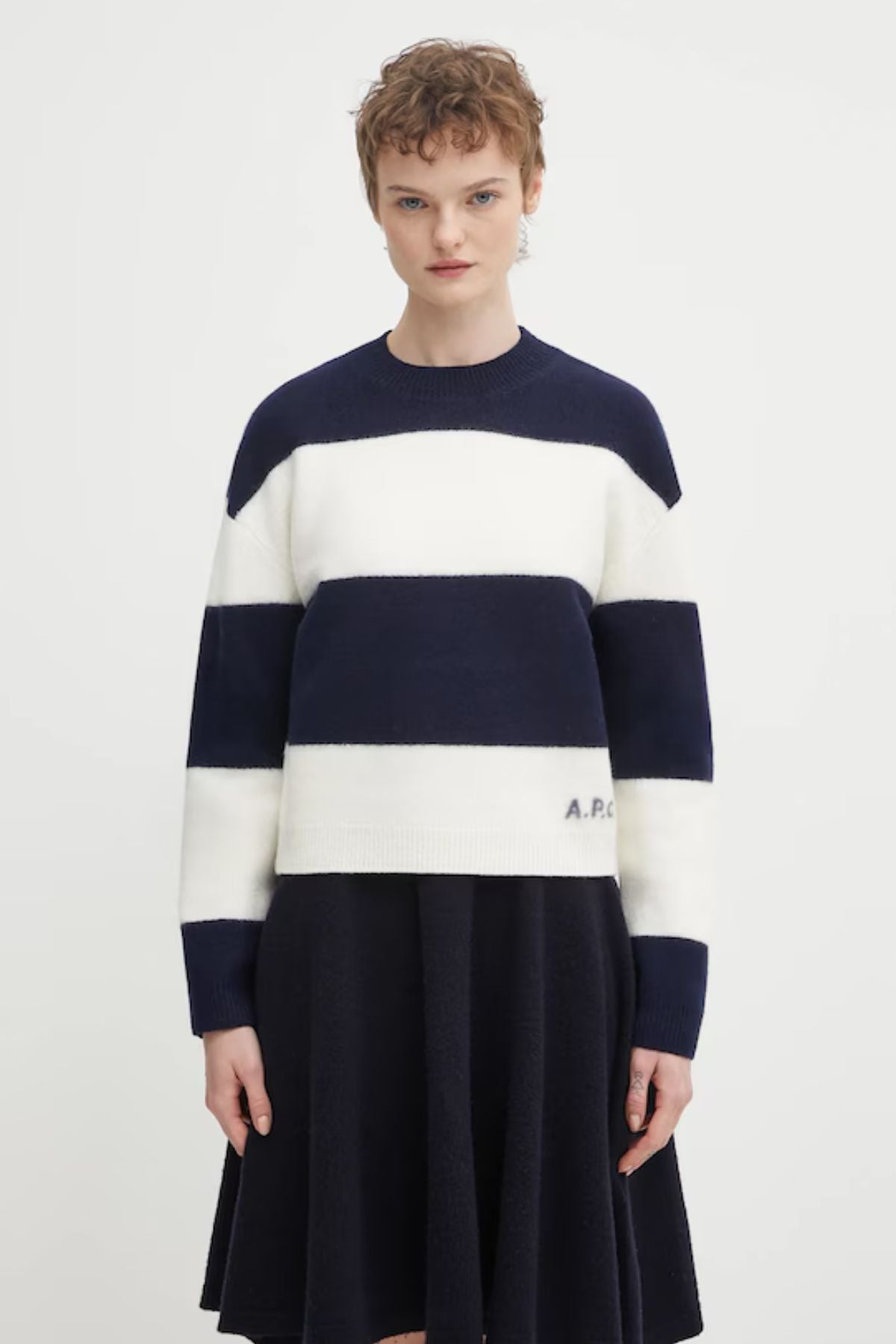 A.P.C. Pull Penny Jumper - Dark Navy/ Ecru