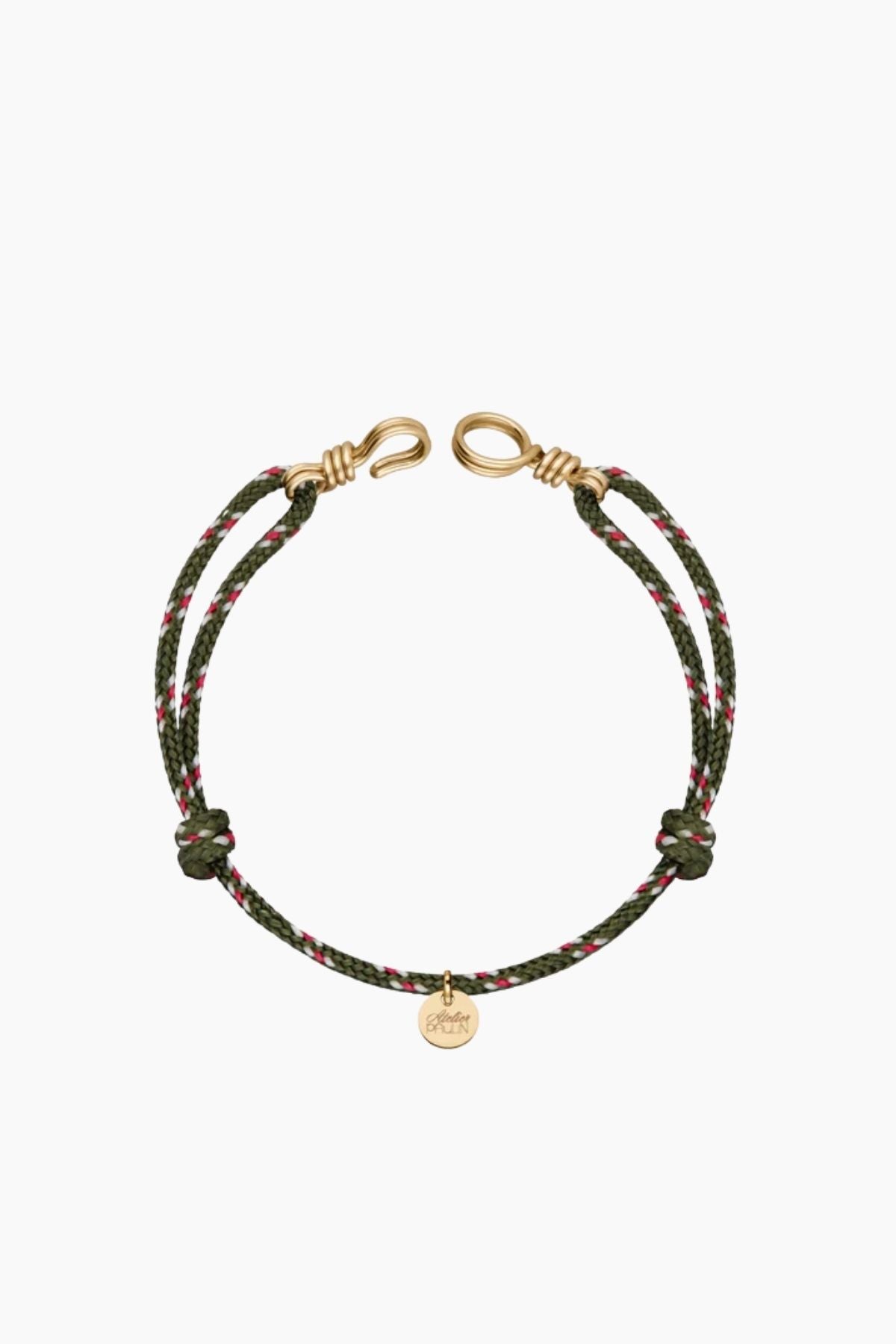 Atelier Paulin Attache Moi Knot Cord Bracelet - Yellow Gold/ Khaki Knot