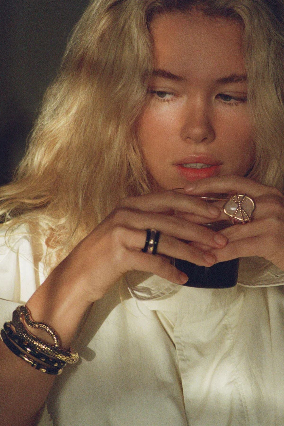 Aurelie Bidermann POSITANO Bracelet - Black/ Yellow Gold Spots