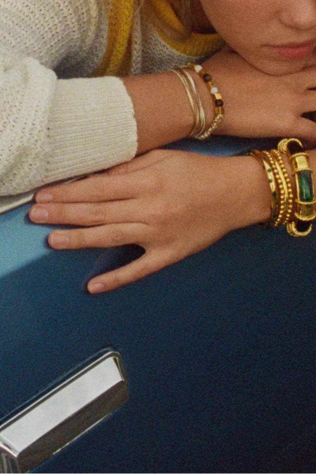 Aurelie Bidermann Positano Bracelet - Emerald/ Yellow Gold Polka