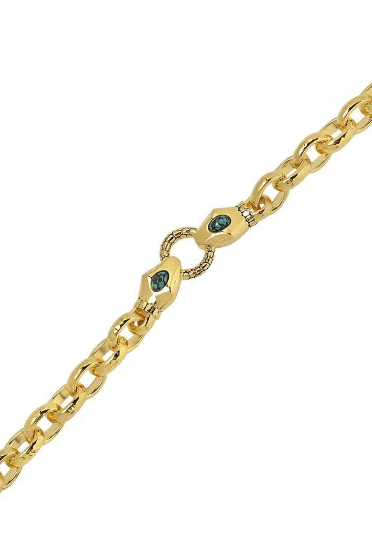 Aurelie Bidermann TAO Serpent Necklace - Yellow Gold/ Turquoise