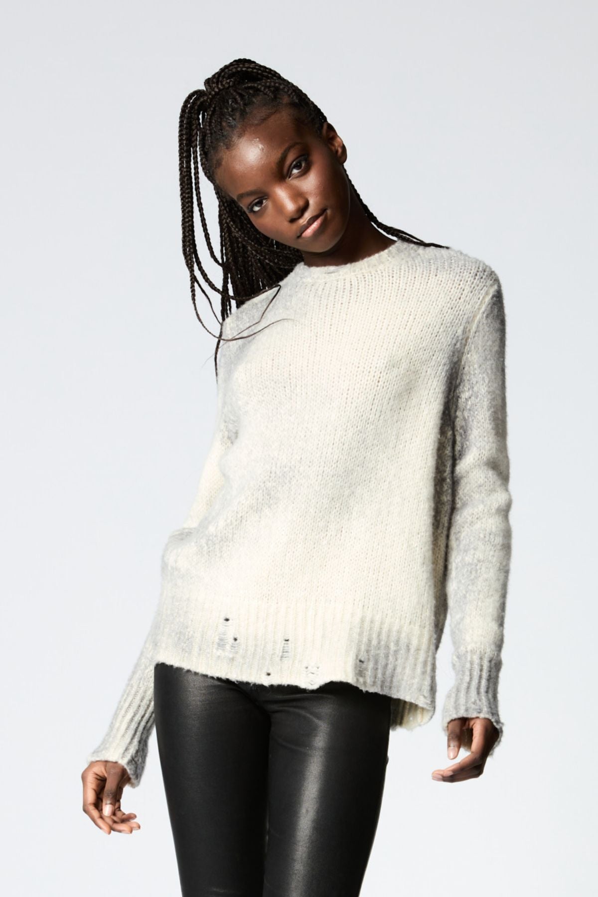 Avant Toi Distressed Knit Jumper - Ghiaccio