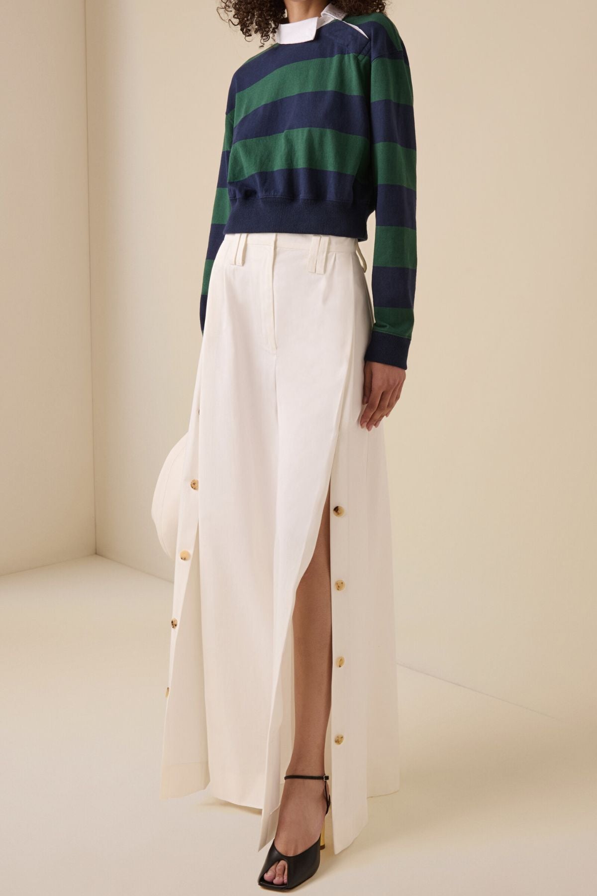 A.W.A.K.E Mode Full Split Wide Leg Pants - White