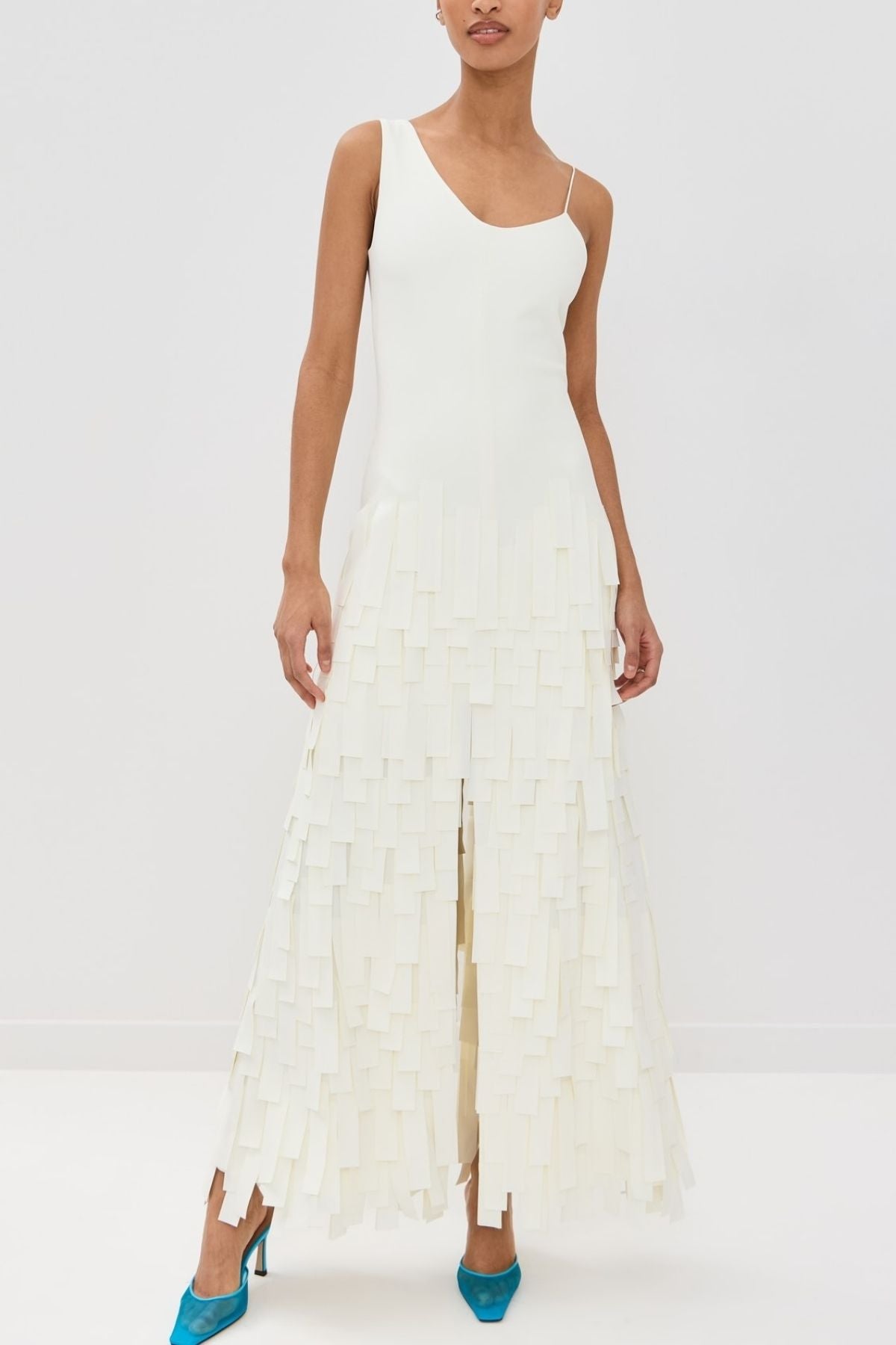 A.W.A.K.E Mode Multi Rectangle Maxi Dress Slit Front & Back - Ivory