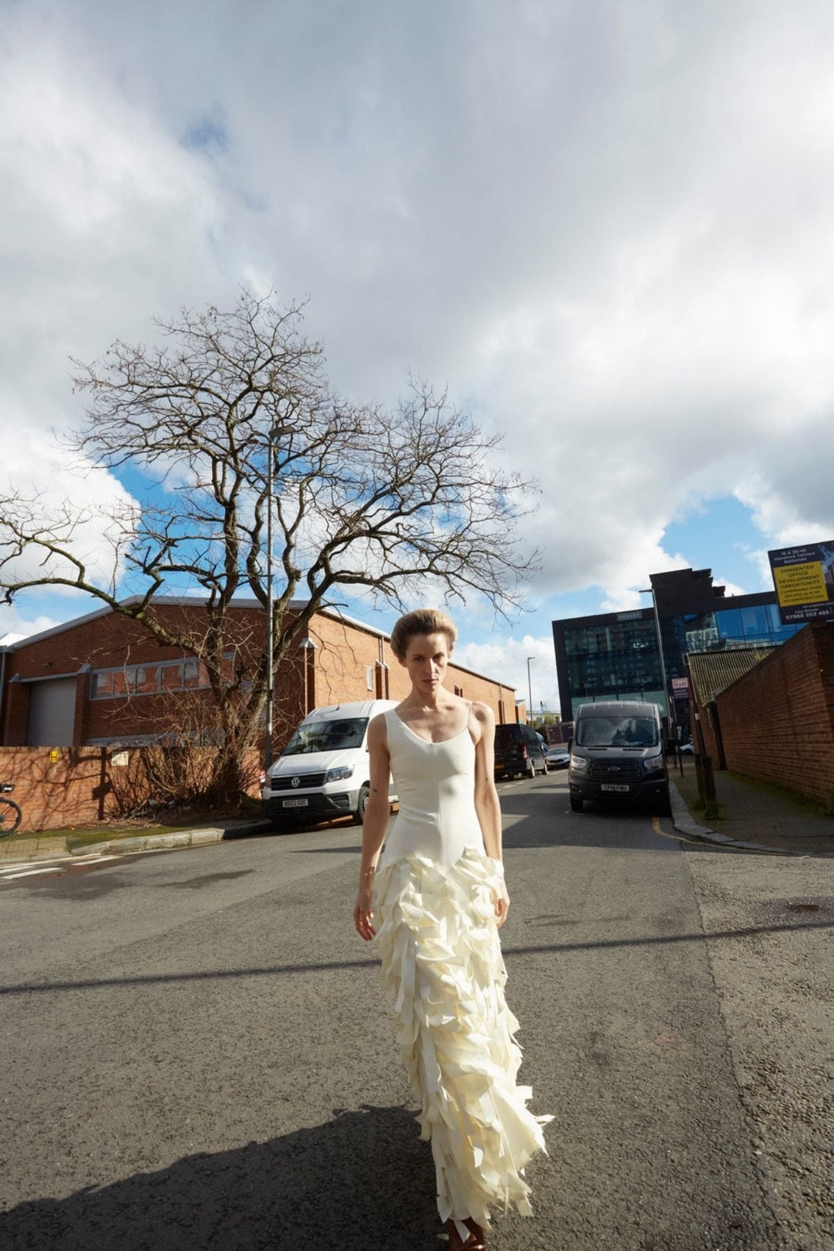 A.W.A.K.E Mode Multi Rectangle Maxi Dress Slit Front & Back - Ivory