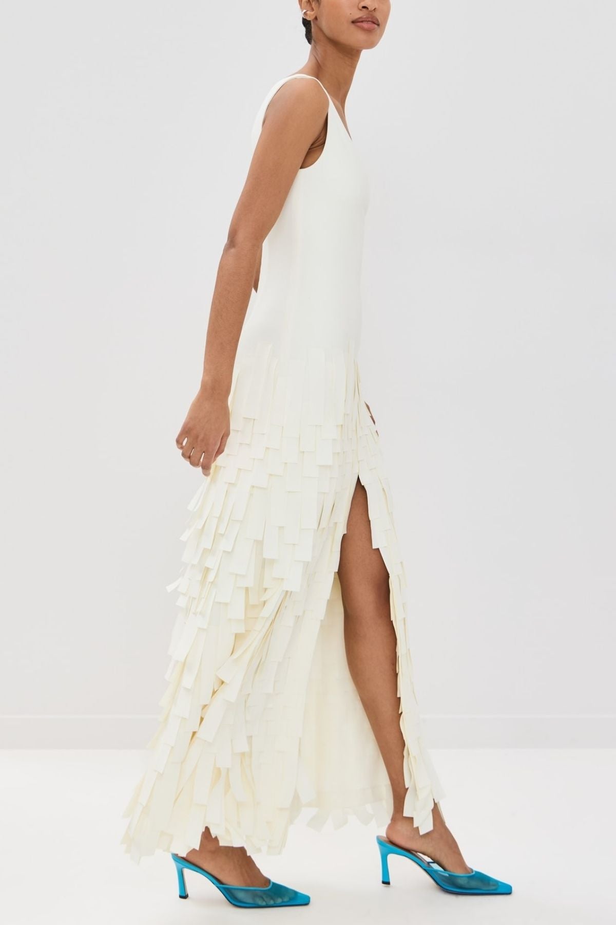 A.W.A.K.E Mode Multi Rectangle Maxi Dress Slit Front & Back - Ivory