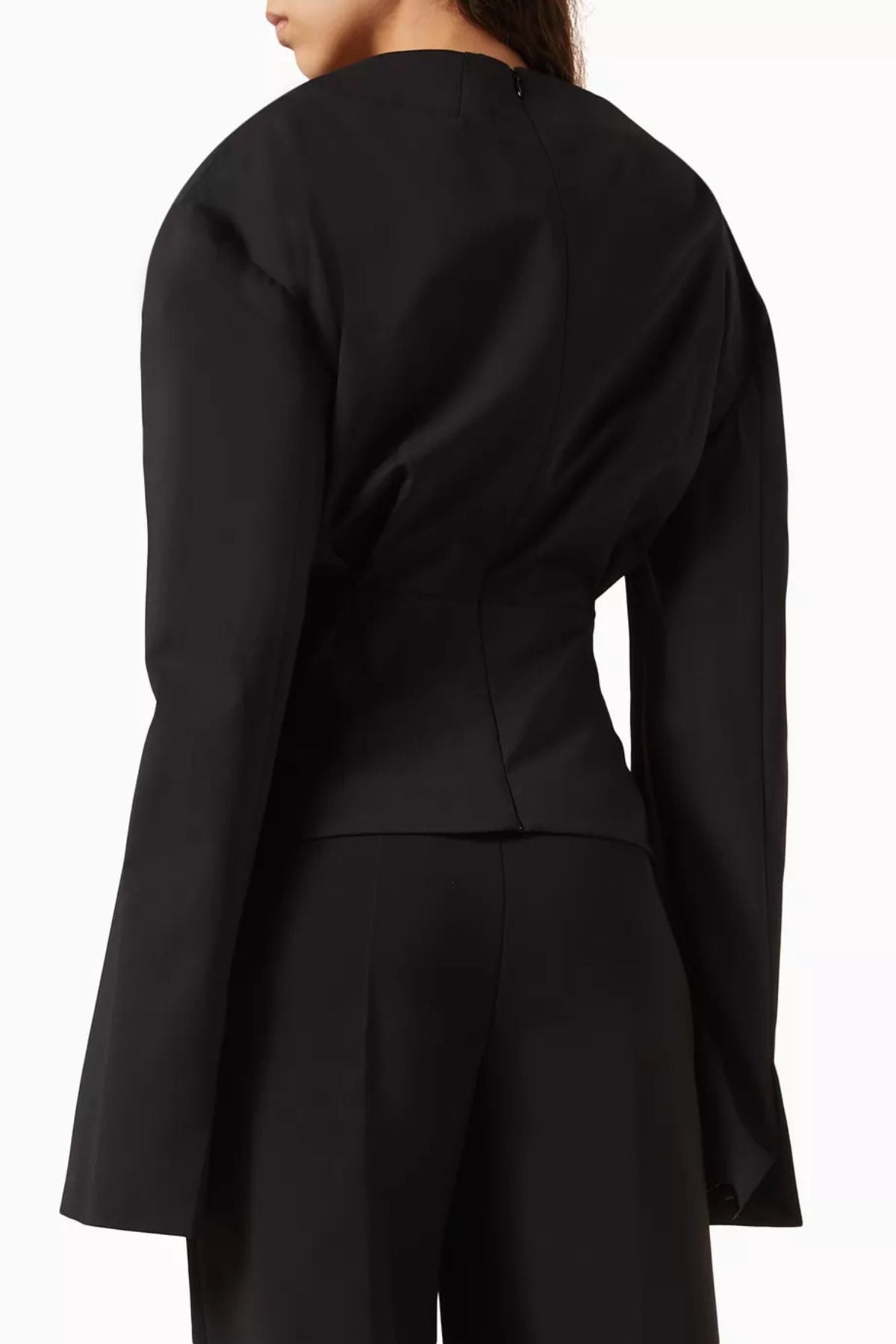 A.W.A.K.E. Mode Round Neck Tailored Top - Black