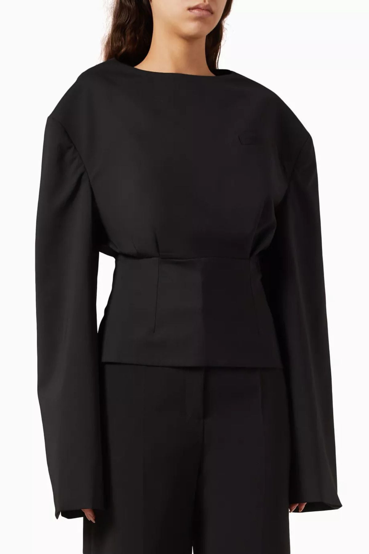 A.W.A.K.E. Mode Round Neck Tailored Top - Black