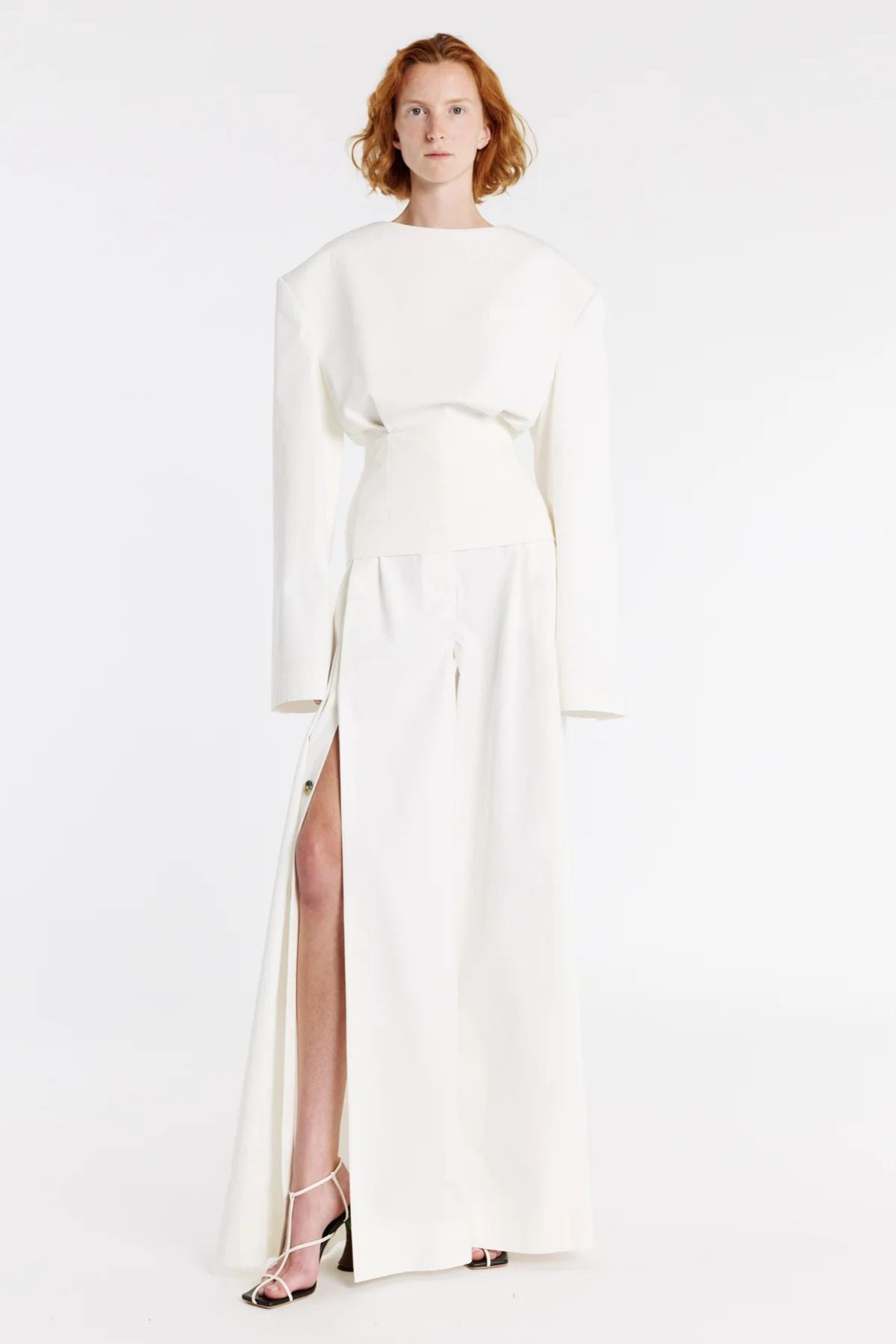 A.W.A.K.E. Mode Round Neck Tailored Top - White