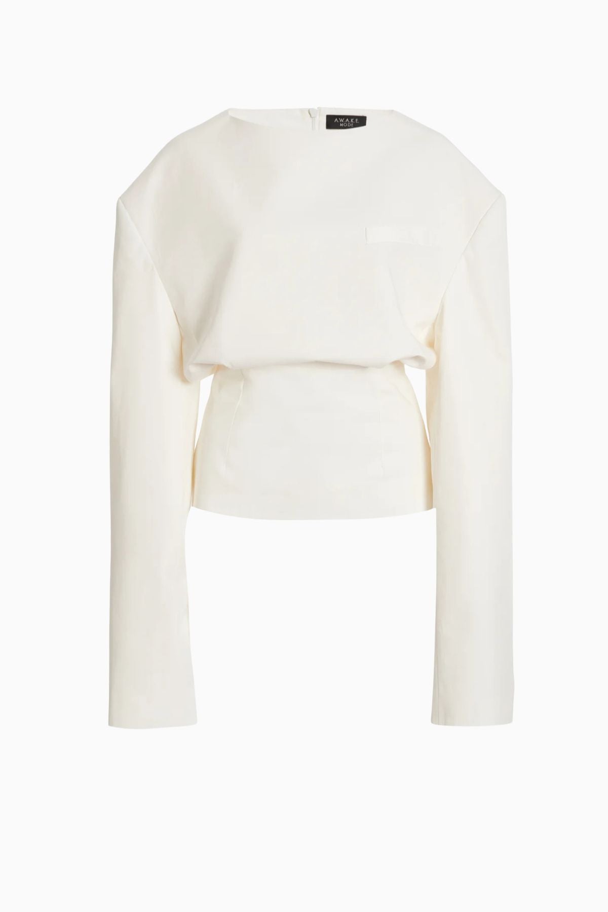 A.W.A.K.E. Mode Round Neck Tailored Top - White
