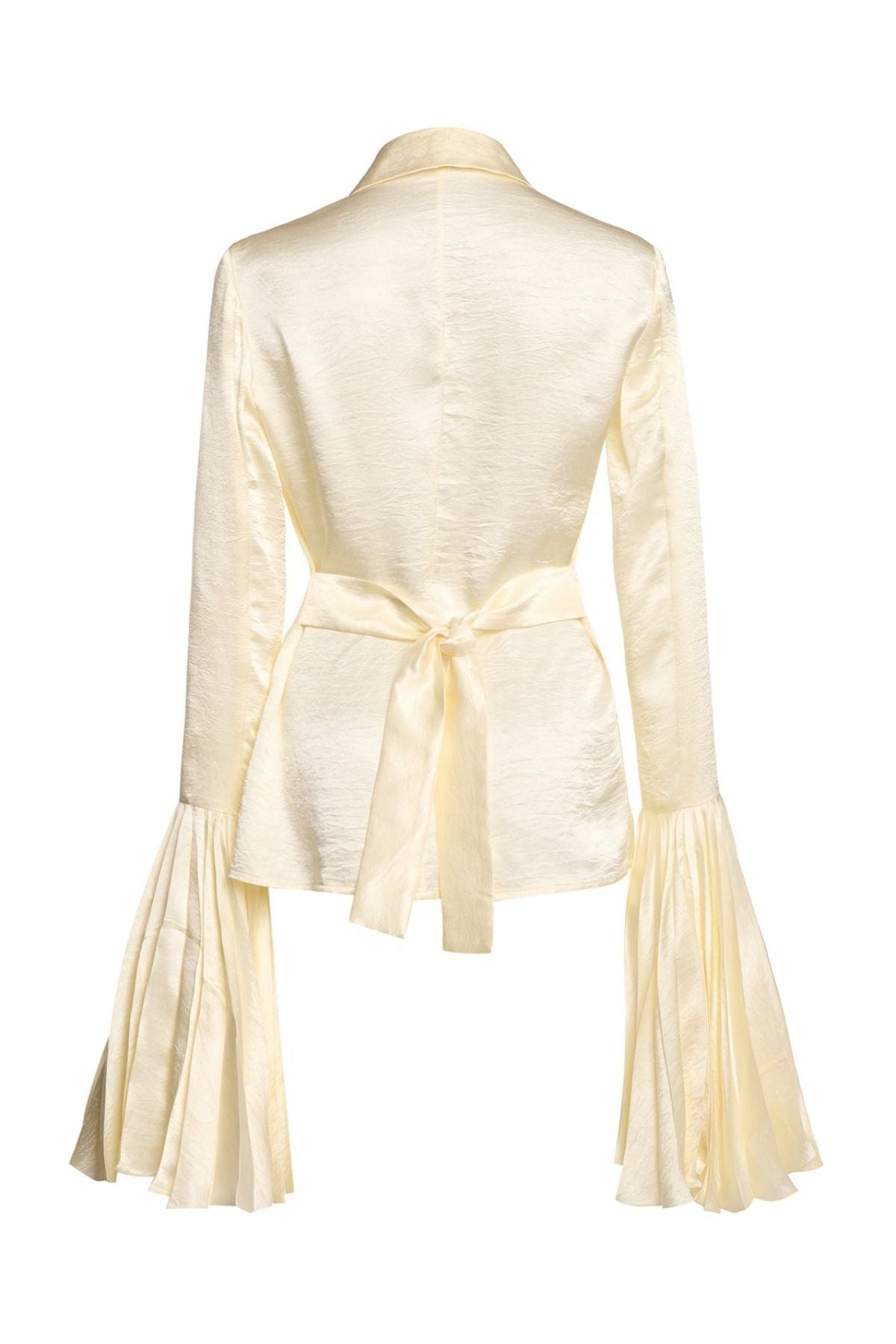 A.W.A.K.E Mode Satin Shirt Pleated Bell Sleeves - Ivory
