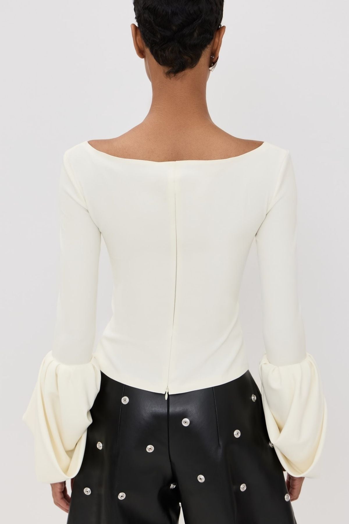 A.W.A.K.E Mode Square Neck Top Puff Cuffs - Ivory