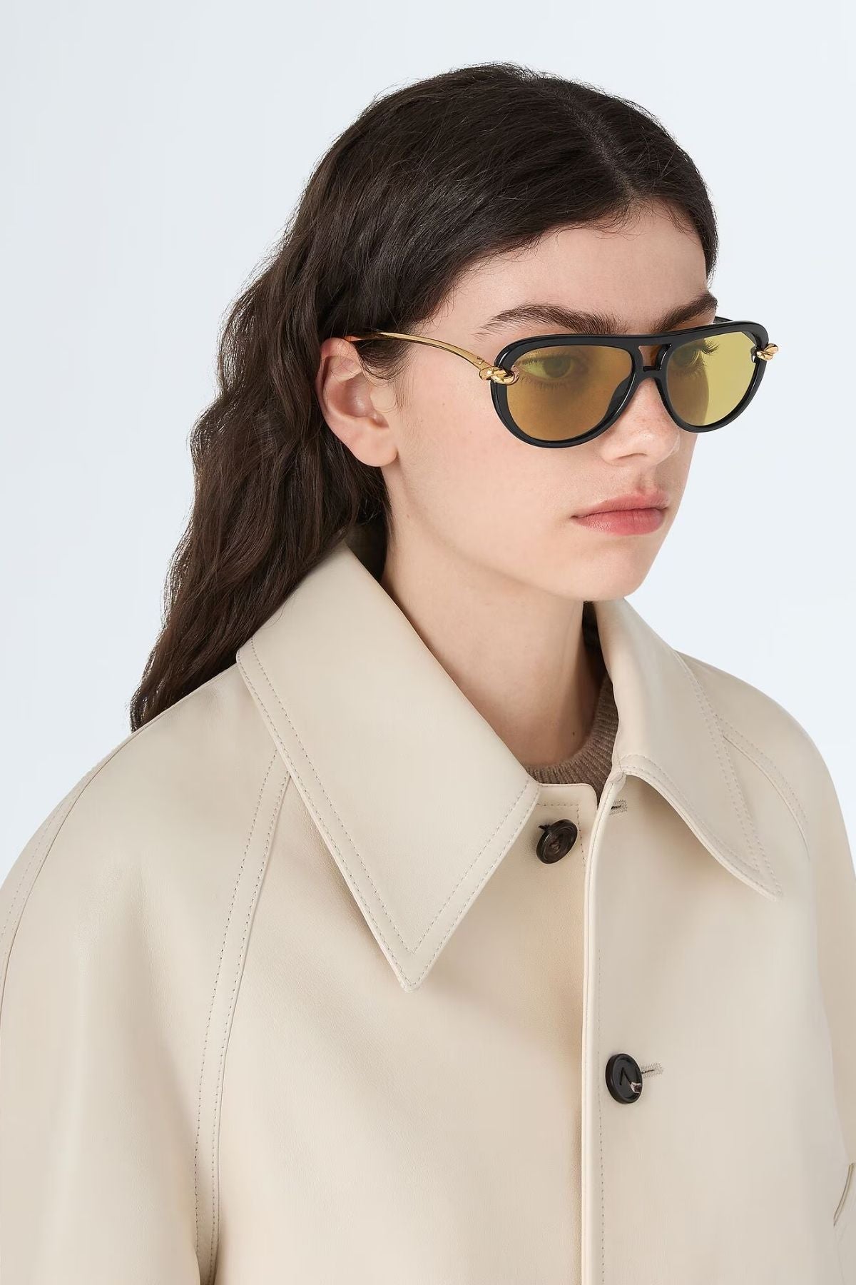 Bottega Veneta Aviator Sunglasses - Black/ Yellow
