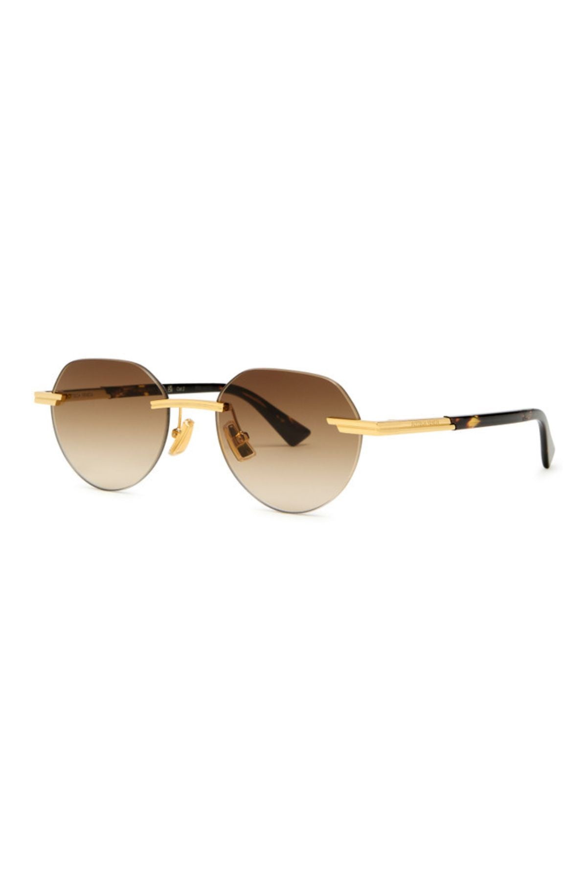 Bottega Veneta Glaze Rimless Sunglasses - Gold/ Brown